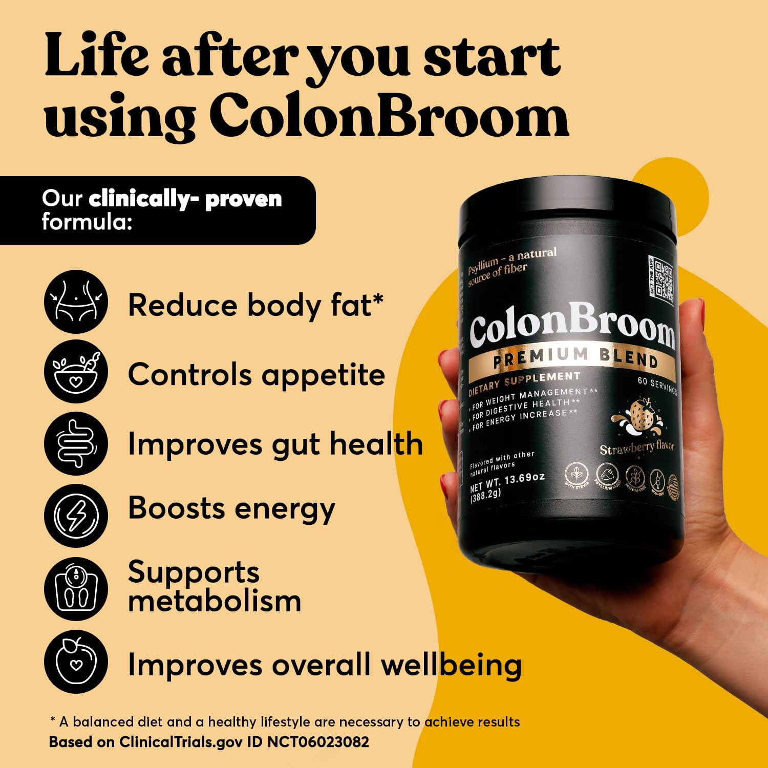 ColonBroom Premium Psyllium Husk Powder (Strawberry, 60 Servings) + Shaker Bottle for Colon Broom Fiber Powder Drink Bundle - Colon Cleanse for Bloating Relief & Gut Health - Fiber Powder Supplement ColonBroomAu supplements