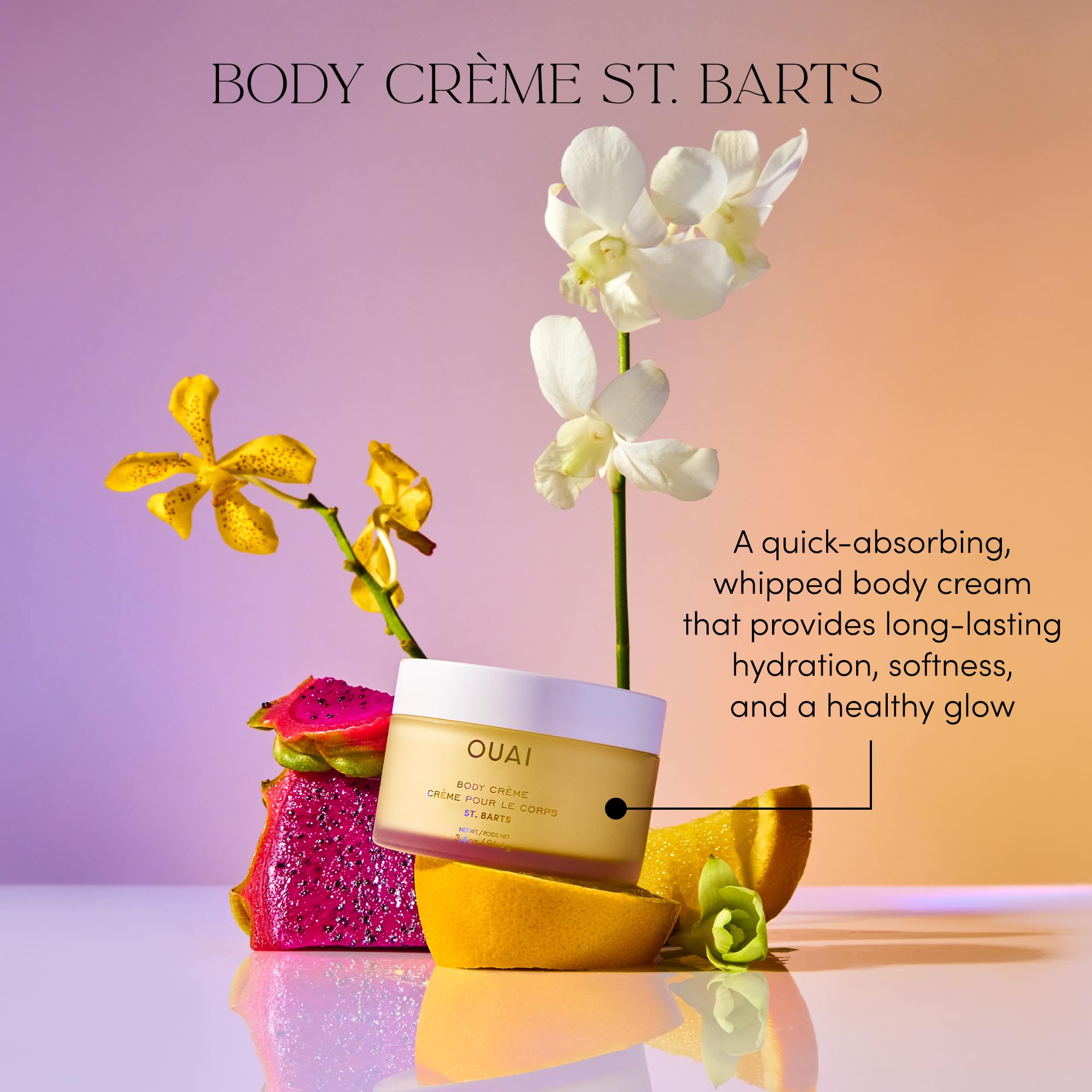 OUAI Body Creme, St. Barts Travel Size - Hydrating Whipped Body Cream with Cupuaçu Butter, Coconut Oil & Squalane - Softens Skin & Delivers Radiant Glow - Sulfate-Free Skin Care (3.4 oz) OUAIAu supplements