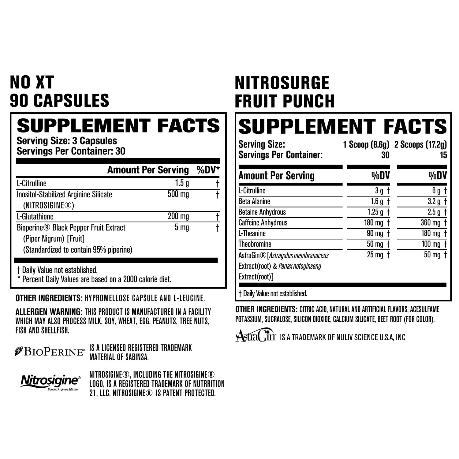 Jacked Factory Nitrosurge Pre-Workout in Fruit Punch & N.O. XT Nitric Oxide Booster Jacked FactoryAu supplements
