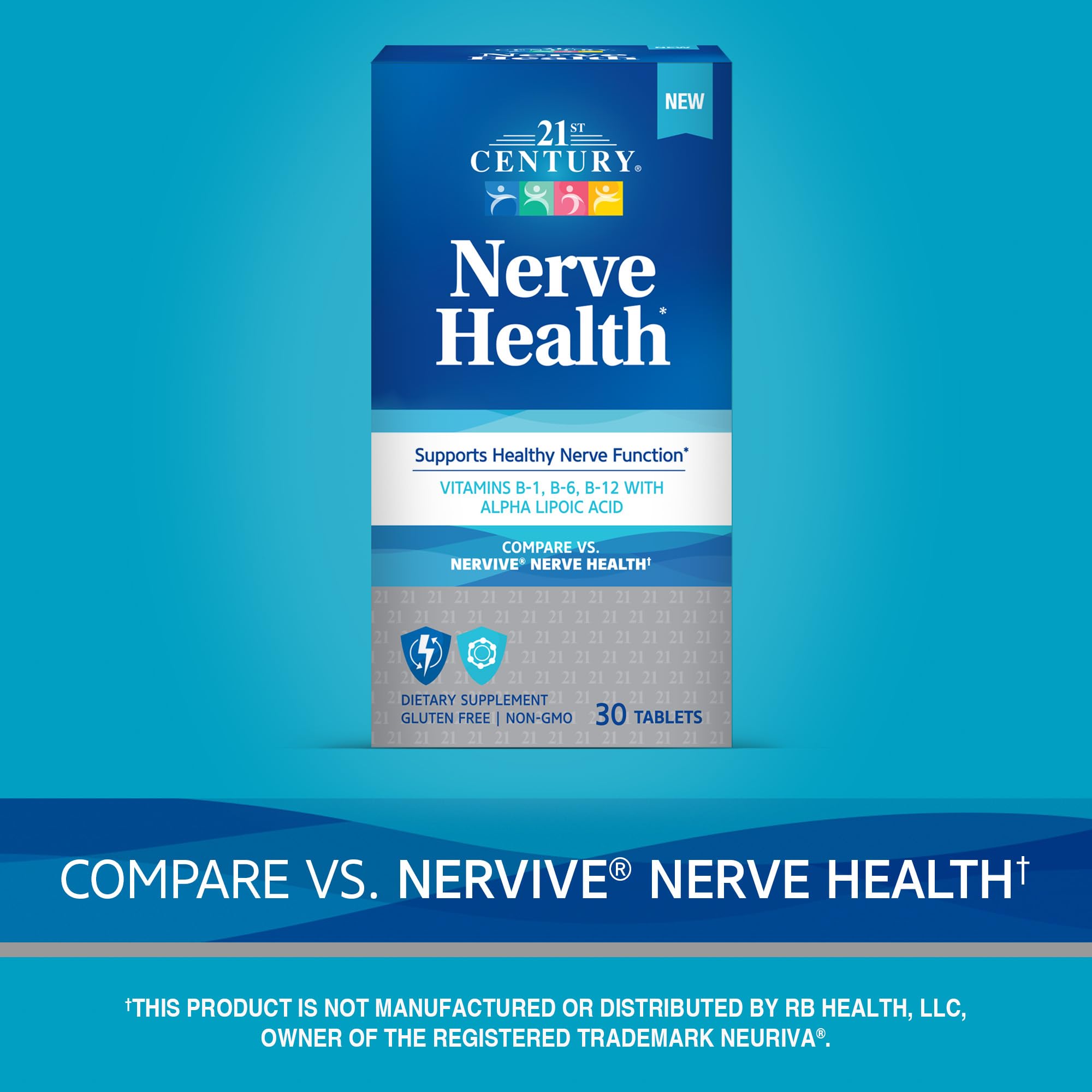 21st Century Nerve Health Tablets (30 Count), Alpha Lipoic Acid 300mg, B1, B6, & B12 Vitamins for Nerve Function Support, Antioxidant ALA Supplement, Gluten Free. Non-GMO, & Vegan 21st CenturyAu supplements