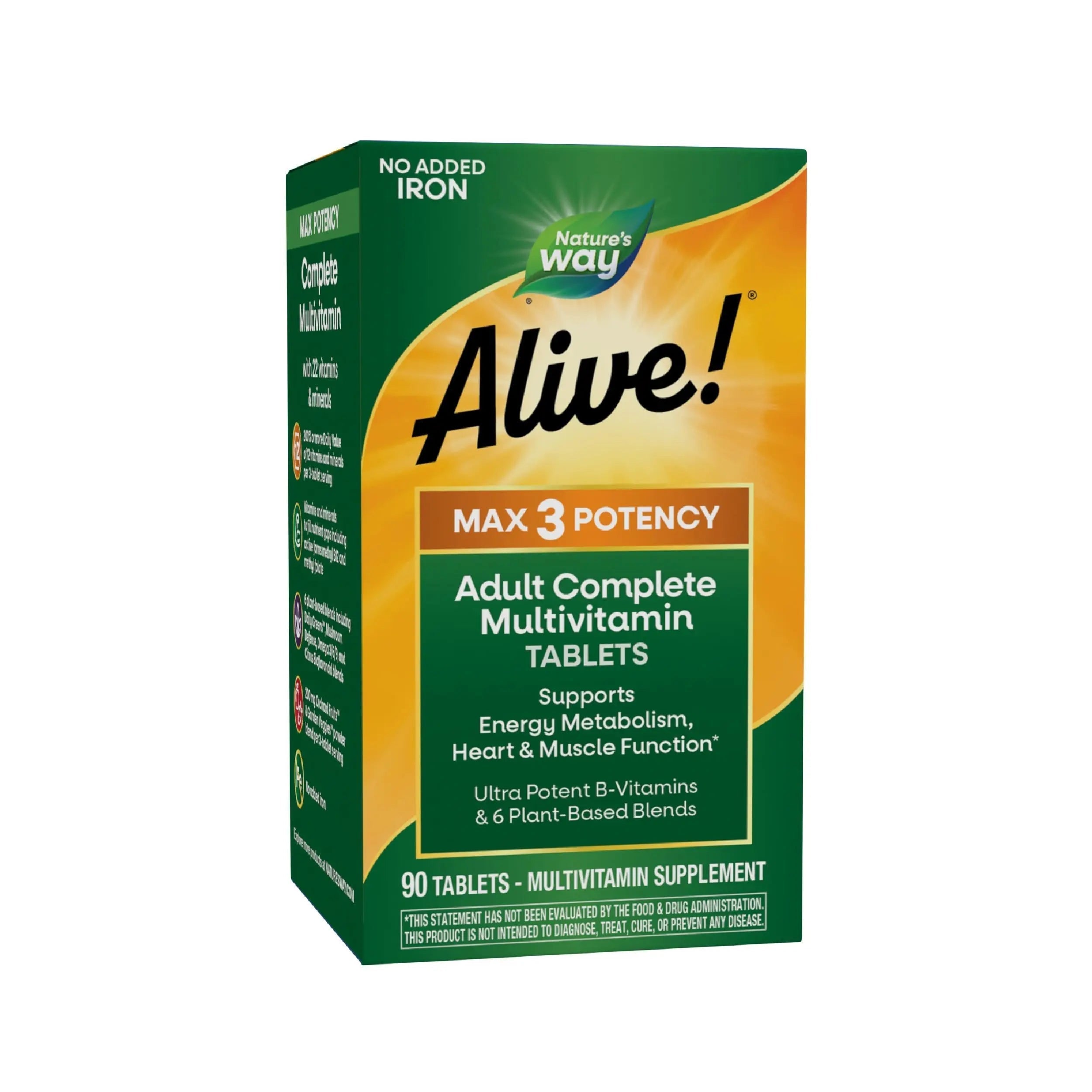 Nature's Way Alive! Max3 Potency Adult Complete Multivitamin, High Potency B-Vitamins to Support Energy Metabolism Nature's WayAu supplements