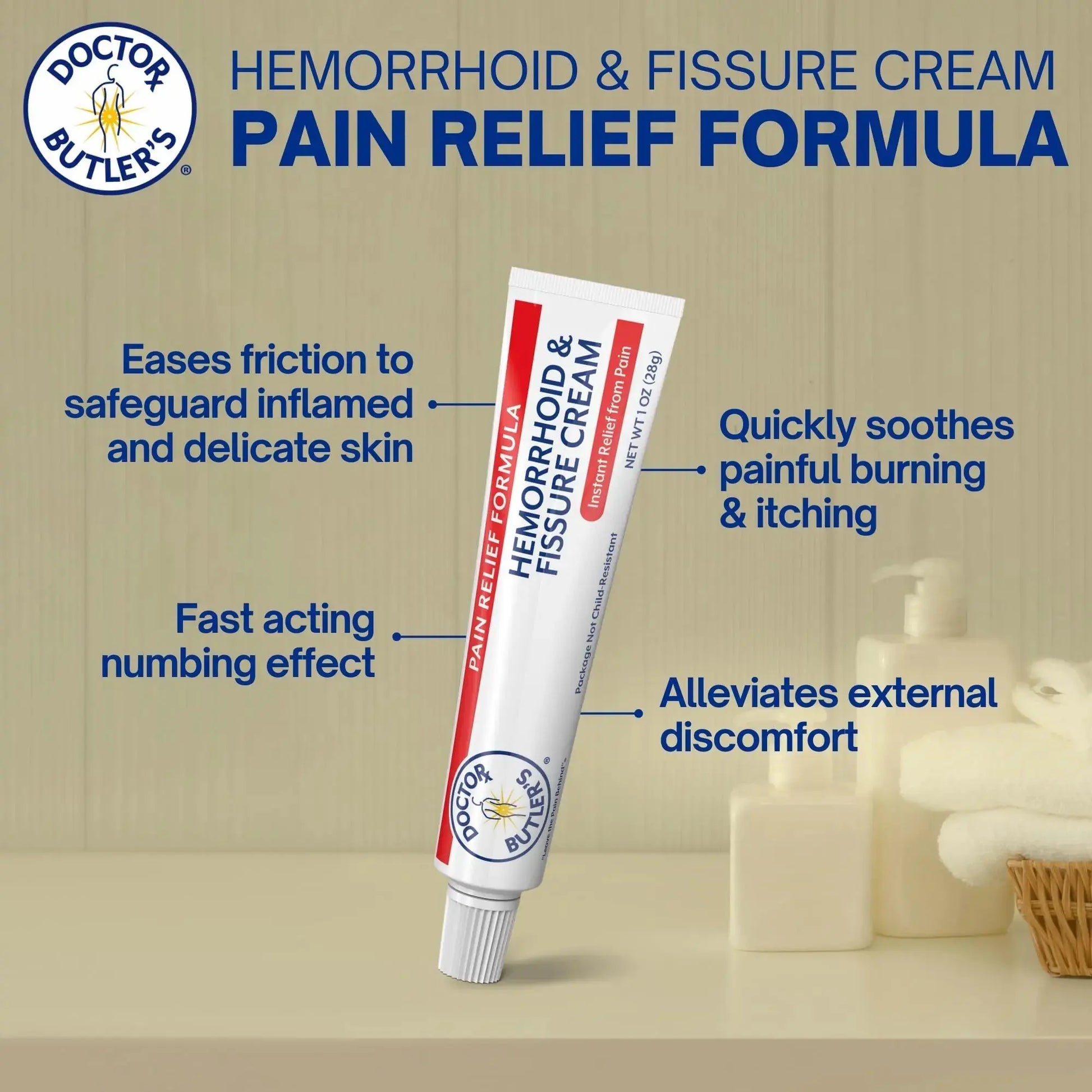 Doctor Butler's Hemorrhoid & Fissure Cream – Instant Pain Relief Hemorrhoid Treatment with Lidocaine, Fast Acting Hemorrhoid Cream for Relief from External Itching and Burning (1 oz.) Doctor Butler'sAu supplements