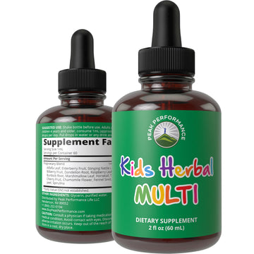 Kids Vitamins from Herbs. Liquid Kids Herbal Multivitamin. No Bitter Taste. Sugar Free 14-in-1 Vegan Supplement Drops for Toddlers, Children, Teens. Mixed in Water They Won't Even Taste It Peak PerformanceAu supplements