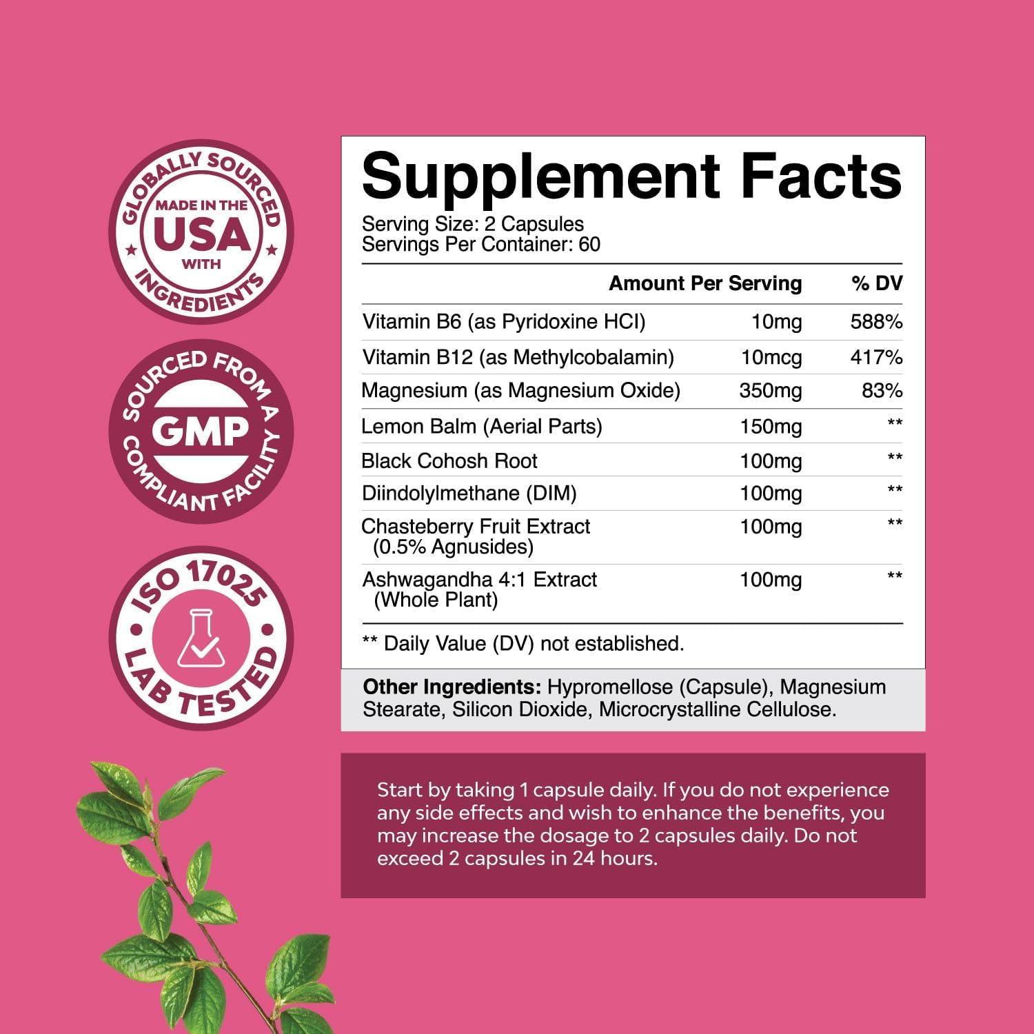 PMS Support Supplement for Women – Hormone Balance for Women & Menstrual Discomfort with DIM, Chasteberry, Black Cohosh & Ashwagandha - for Period Cramps Ease, Menopause Bloating, Mood Swing – 120 Ct Natures CraftAu supplements