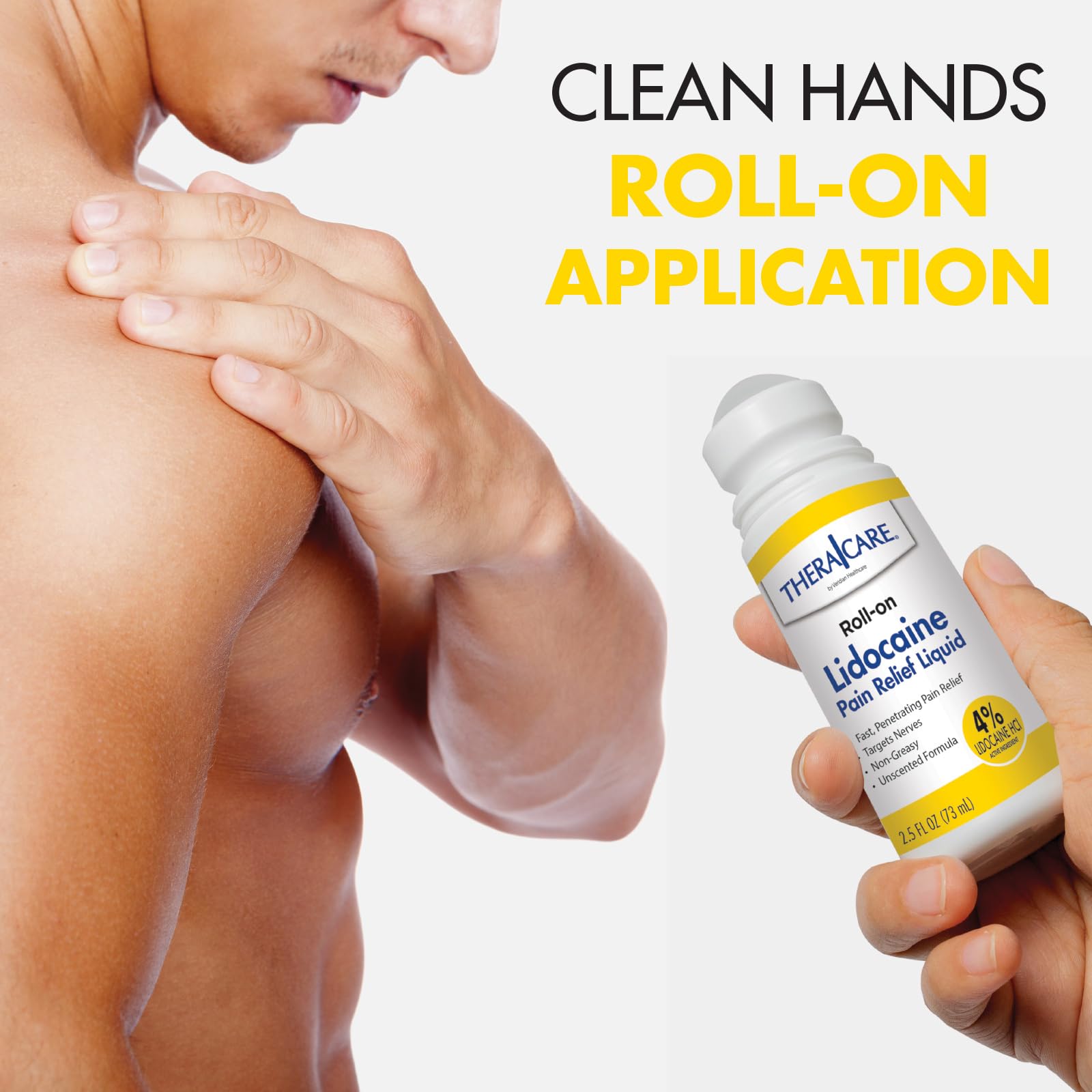 TheraCare 4% Lidocaine Roll-On | OTC Strength | Pain Relief Liquid | 2.5 oz. 73 mL | Non-Greasy, Unscented Formula | Topical Anesthetic Thera CareAu supplements