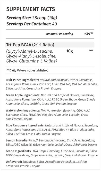 Metabolic Nutrition - TRIPEP - Tri-Peptide Branch Chain Amino Acid, BCAA Powder Metabolic NutritionUS supplements