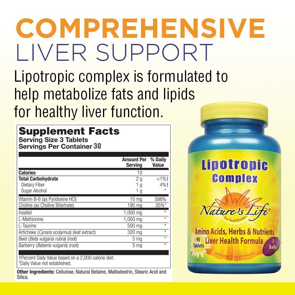 Nature's Life Lipotropic Complex | Comprehensive Support for Healthy Liver Function | with Choline & Inositol | Non-GMO | 90 Vegetarian Tablets Nature's LifeAu supplements