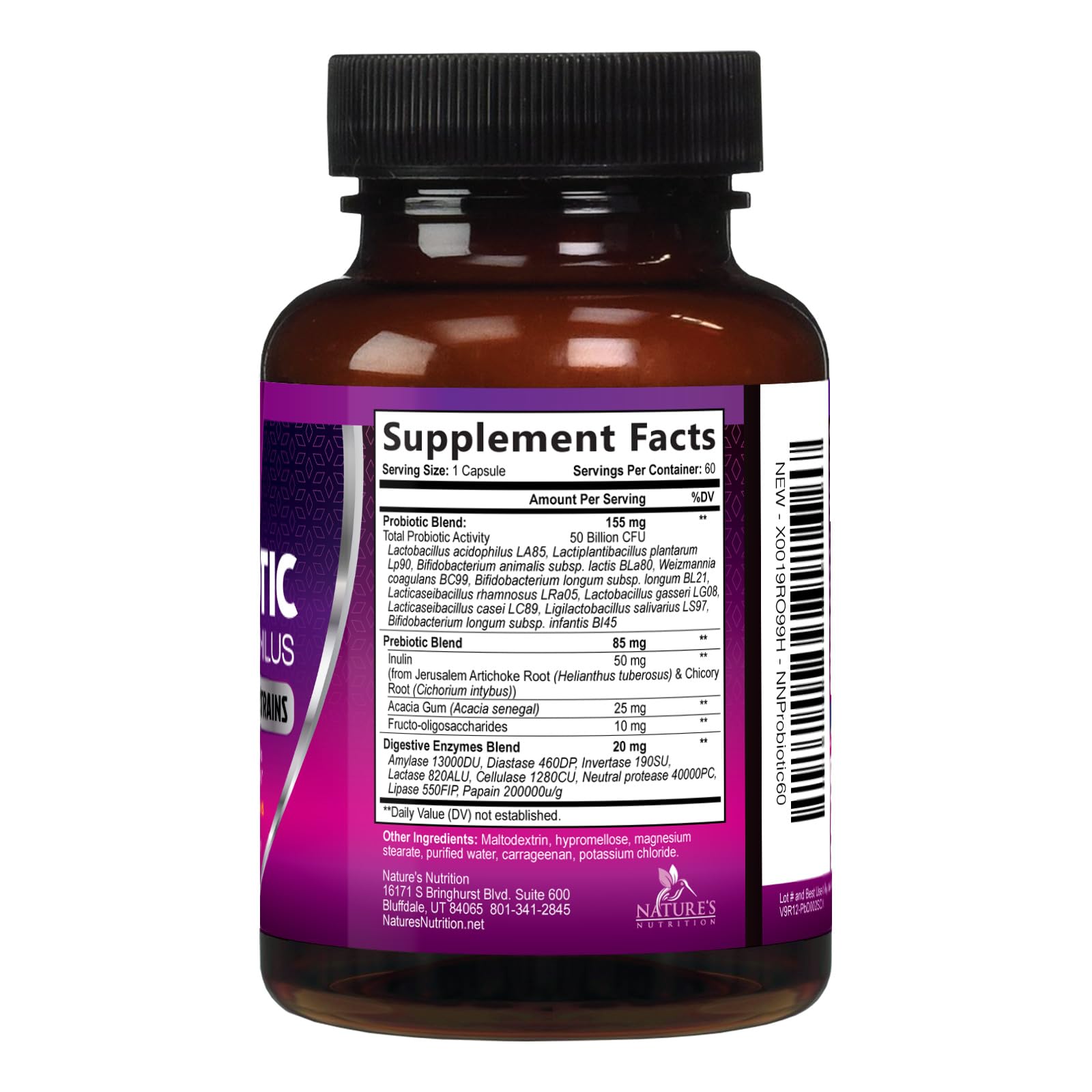 Probiotics 50 Billion CFU per Serving - 10 Strains + Prebiotics - Digestive Health, Gut & Immune Support - Supports Occasional Constipation, Gas & Bloating for Women & Men Shelf Stable - 60 Capsules Nature's NutritionAu supplements