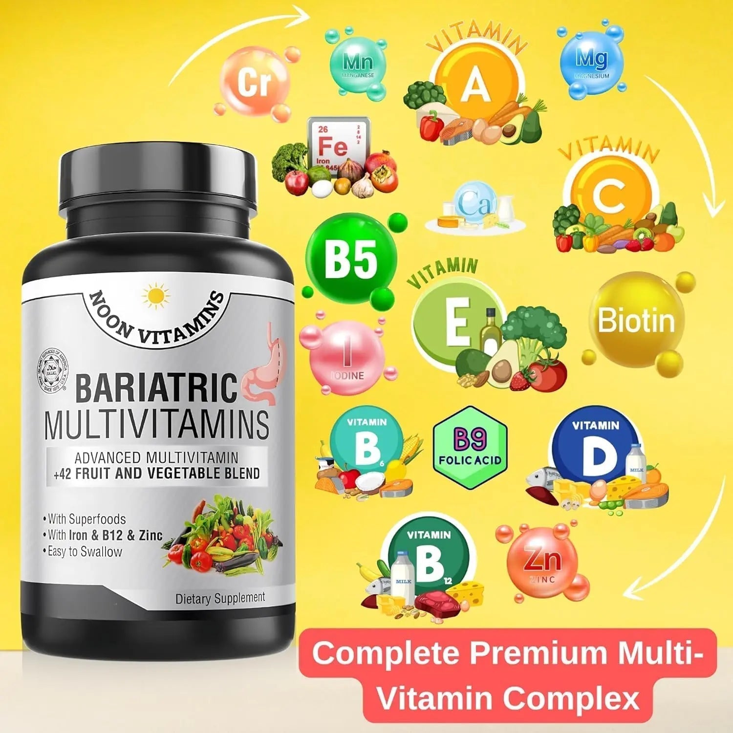 Bariatric Multivitamin with Iron for Women & Men - All-in-One 42 Superfood Blend for Energy & Immune Support - Post-Surgery Recovery NOON VITAMINSAu supplements