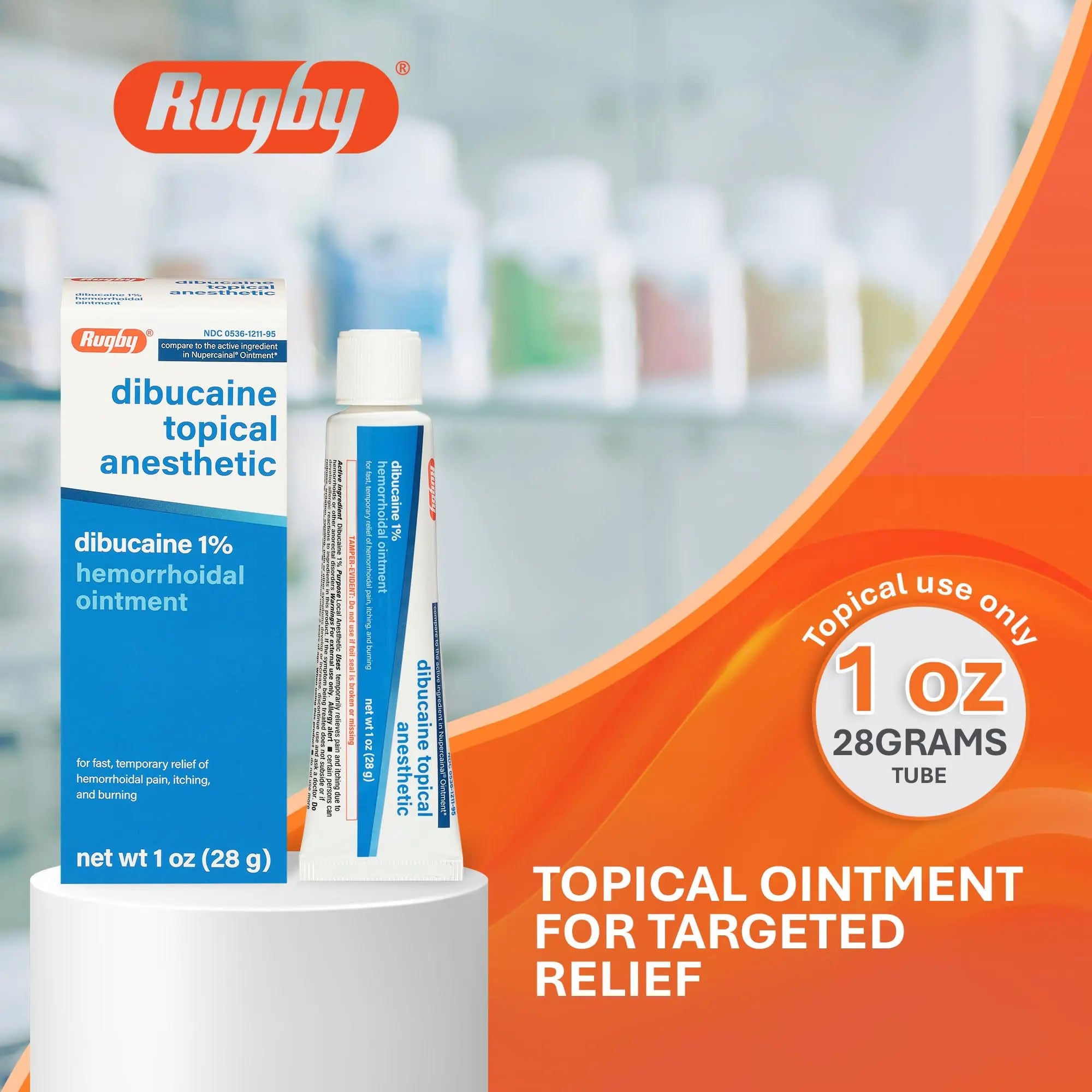 Rugby Dibucaine Topical Anesthetic 1% Hemorrhoid Ointment - Pain Relief Cream for Itching and Burning, Hemorrhoid Treatment, Anti Itch Cream 1 Oz (3 Pack) RUGBY LABORATORIESAu supplements