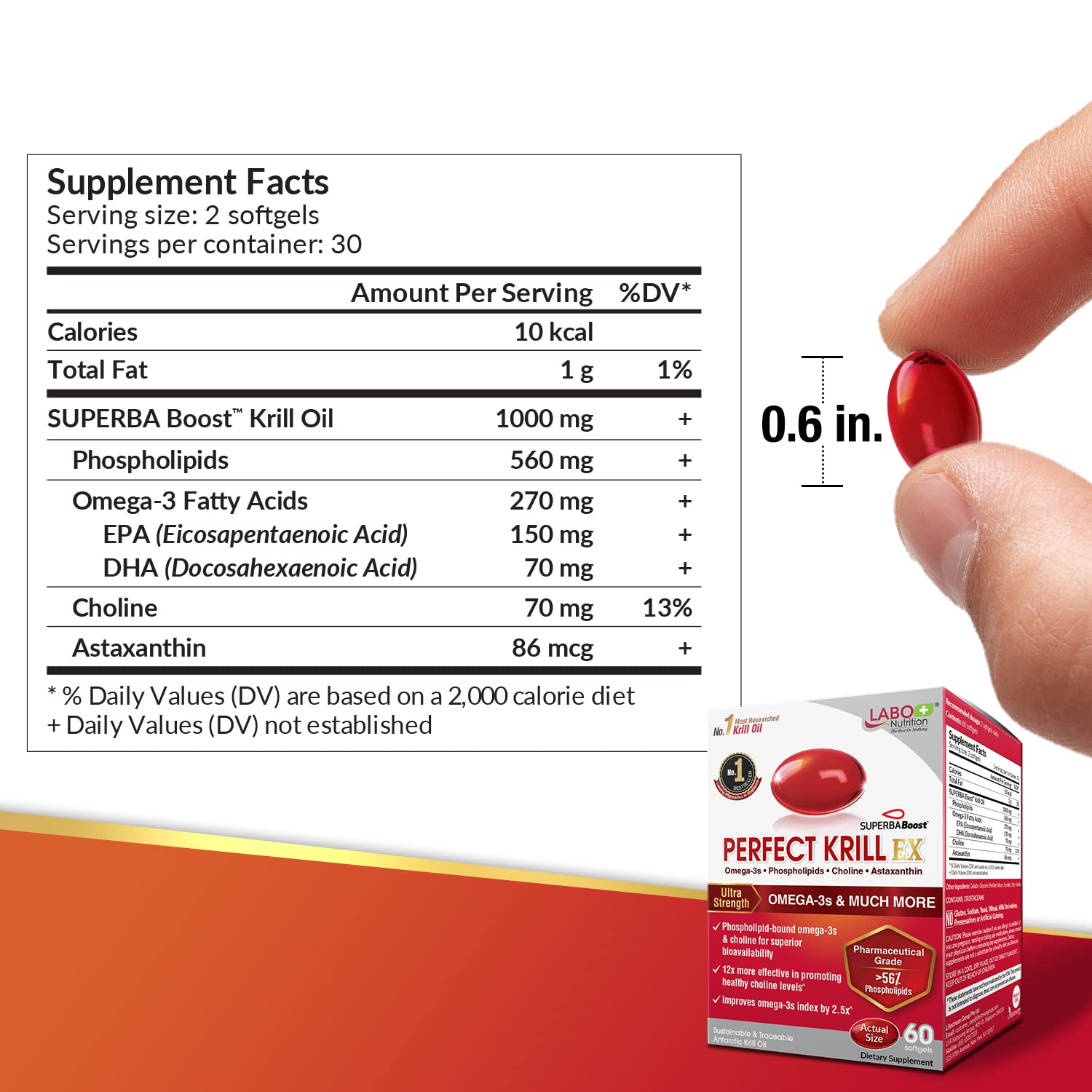 LABO Nutrition Perfect Krill EX, The Purest Ultra Strength Antarctic Krill Oil, Highest Phosph LABO NutritionUS supplements
