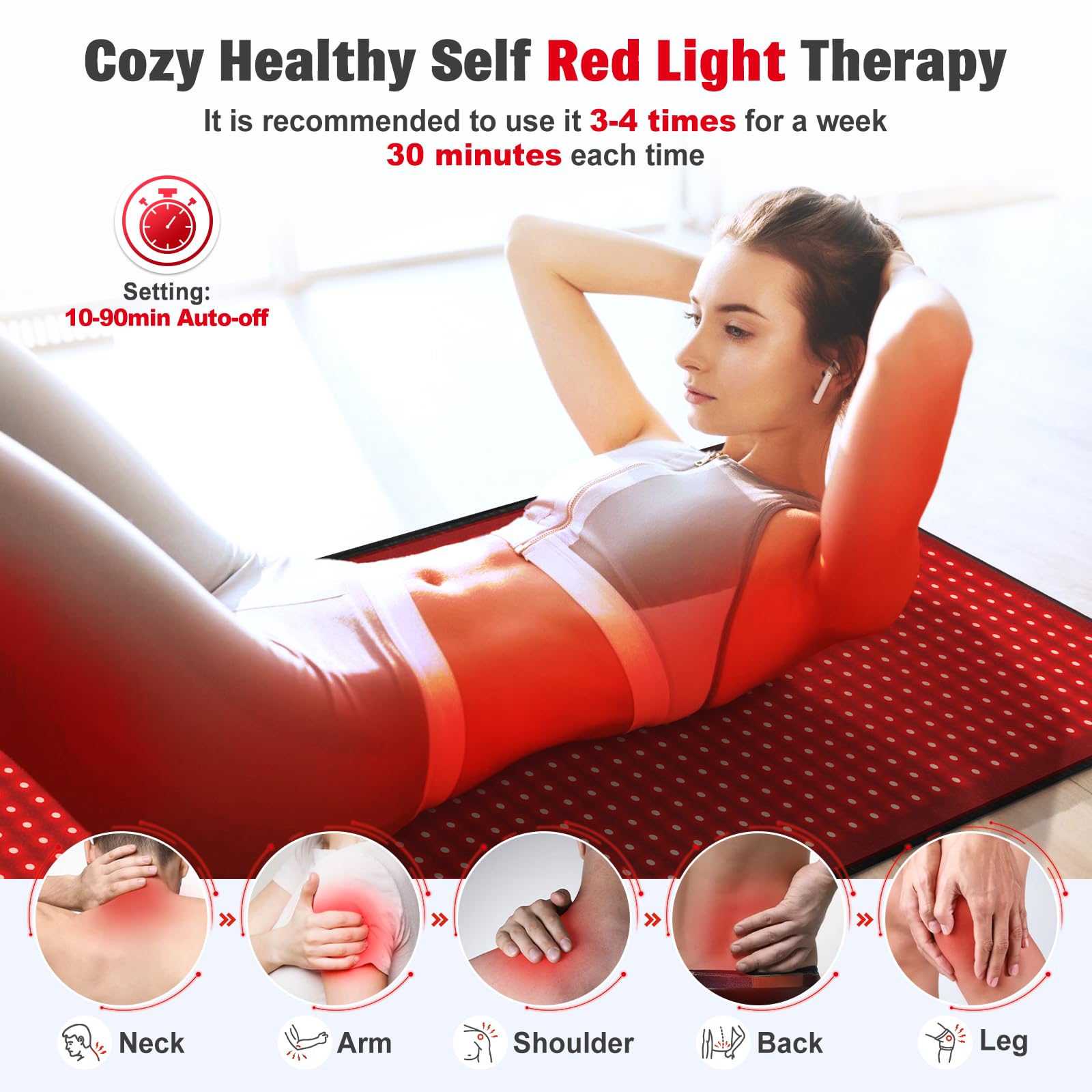 Red Light Therapy Mat for Body, 71"x 31" Red Light Therapy Blanket Red Near Infrared 660nm 850nm GMOWNWAu supplements