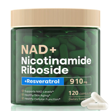 NAD Supplement 120 Capsules, Liposomal Nicotinamide Riboside, Resveratrol, Quercetin, NAD Nicotinamide Riboside Resveratrol 910mg for Women & Men, NAD Supplement for Anti Aging and Cell Regeneration RHBESTOKAu supplements