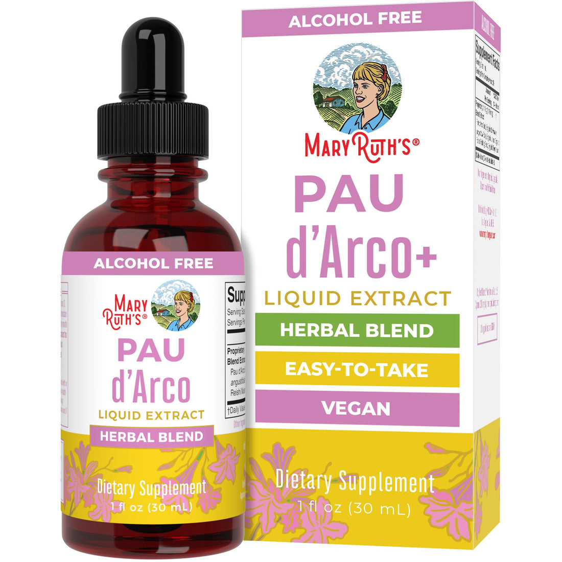 MaryRuth Organics PAU D'Arco Herbal Blend | Reishi Mushroom | Echinacea angustifolia Root | Usnea Lichen | Thyme Leaf | Vegan | Non-GMO Project Verified | Gluten Free | 30 Servings | 1 Fl Oz MARYRUTH'SUS supplements