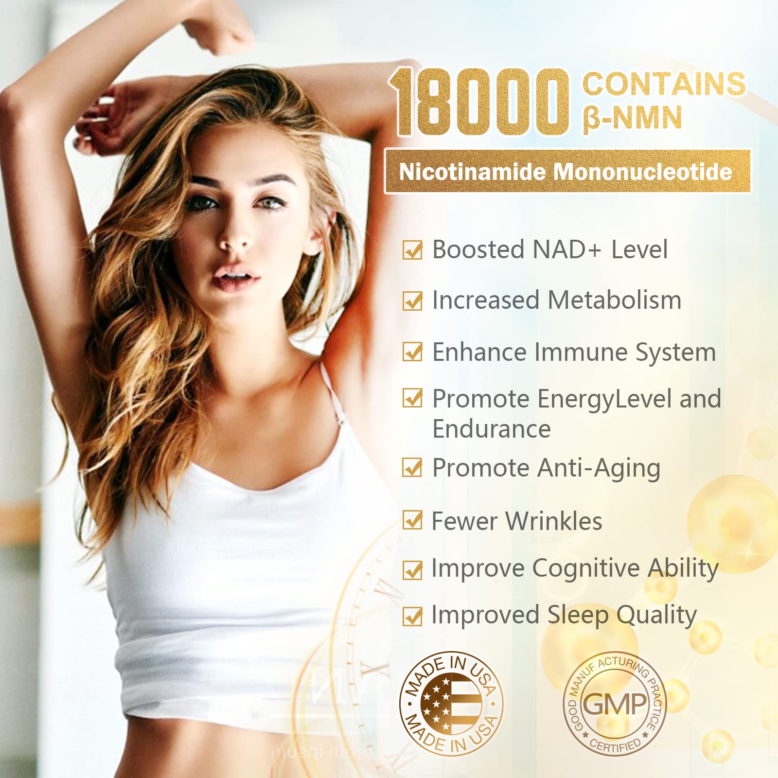 KFG NMN 18000 - NMN Nicotinamide Mononucleotide Supplement with Resveratrol, Stabilized Form & 99% High Purity to Boost NAD+ Levels for DNA Repair Supplement,for Healthy Aging,60 Capsules KFGAu supplements