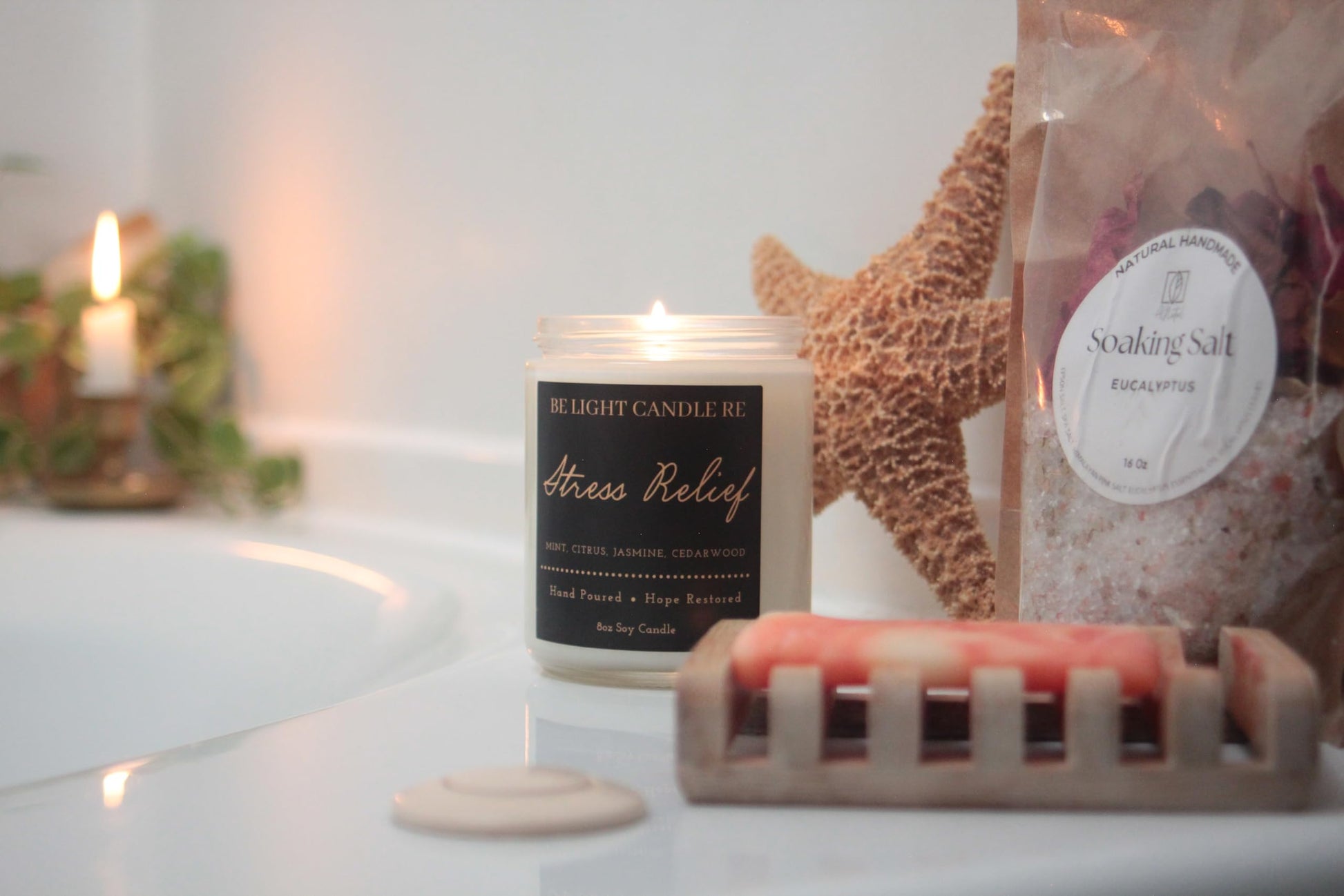 Stress Relief Candle | Purpose-Driven Soy Candles | Scented Candle for Home | 8oz Long Lasting Candle Be Light Candle REAu supplements