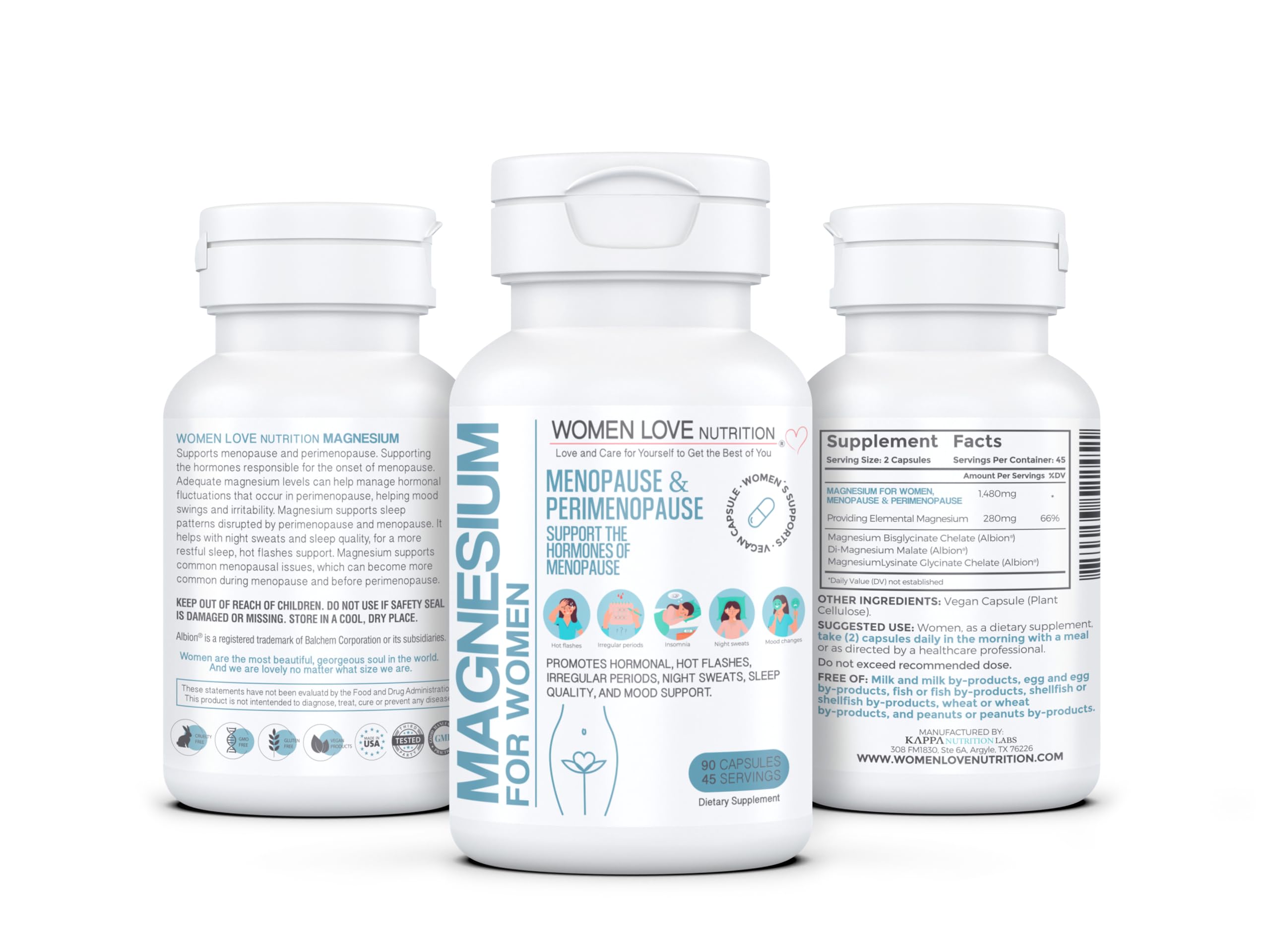 WOMEN LOVE NUTRITION, Magnesium for Women, Menopause & Peromenopause (90 Capsules) WOMEN LOVE NUTRITIONAu supplements