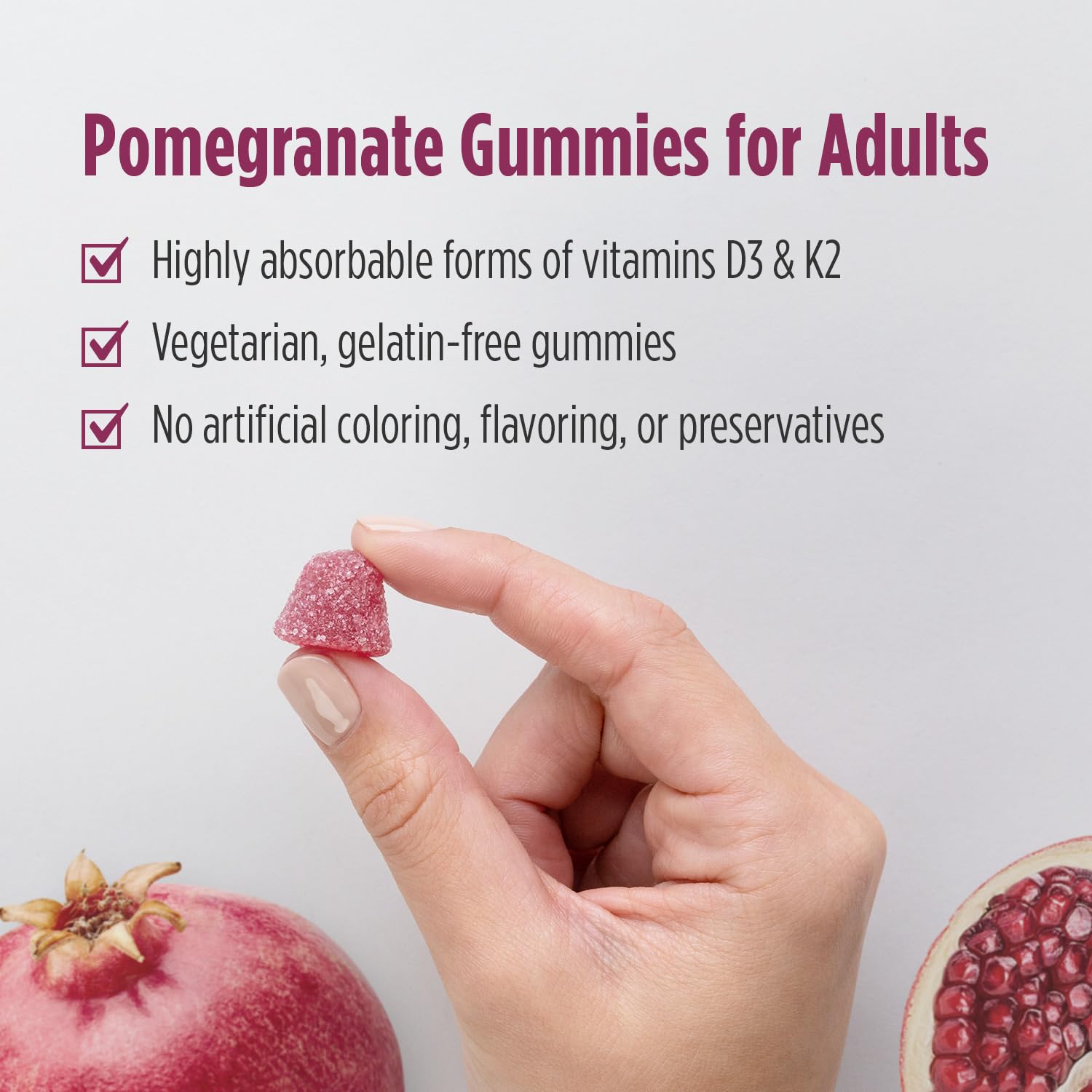 Nordic Naturals Vitamin D3 + K2 Gummies, Pomegranate - 60 Gummies - 1000 IU Vitamin D3 + 45 mcg K2 - Great Taste - Bone Health, Promotes Healthy Muscle Function - Non-GMO - 60 Servings Nordic NaturalsAu supplements