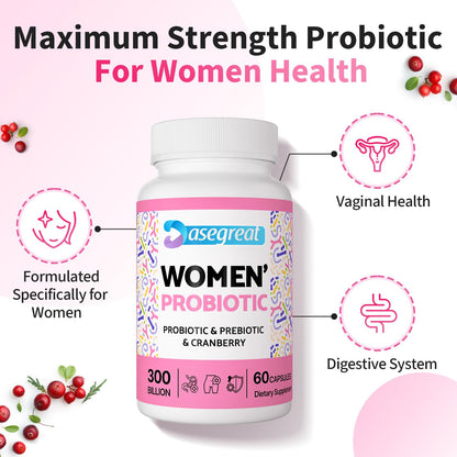 300 Billion CFUs Probiotics for Women,12 Strains Probiotics with Prebiotic Cranberry HeafetineUS supplements