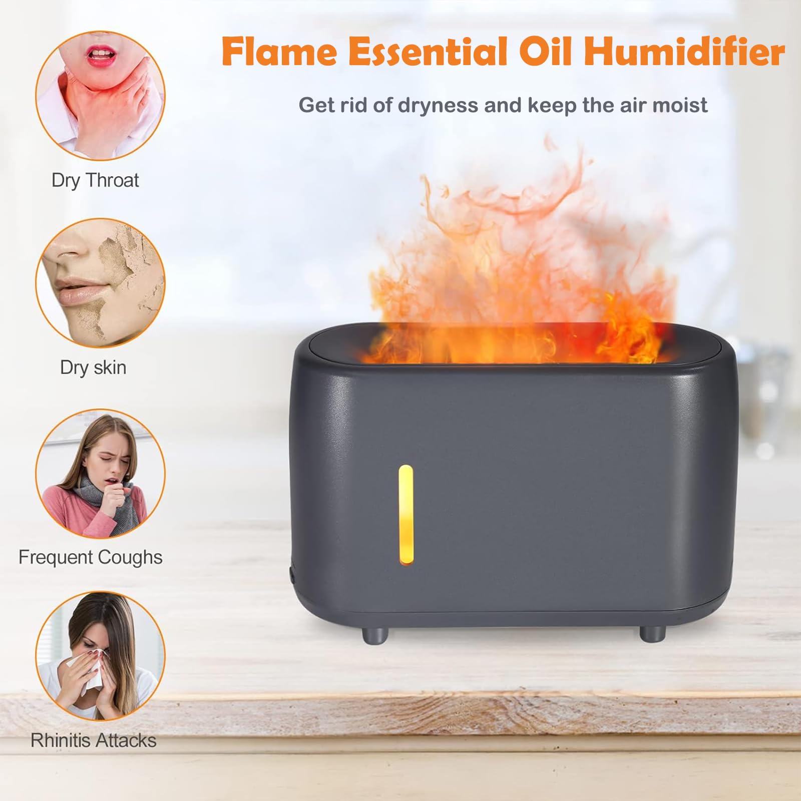 Flame Diffuser Humidifier 240ML for Essential Oils, Smart Timing with 7 Changeable Colors, Dual Mist AOSUMWITHUAu supplements