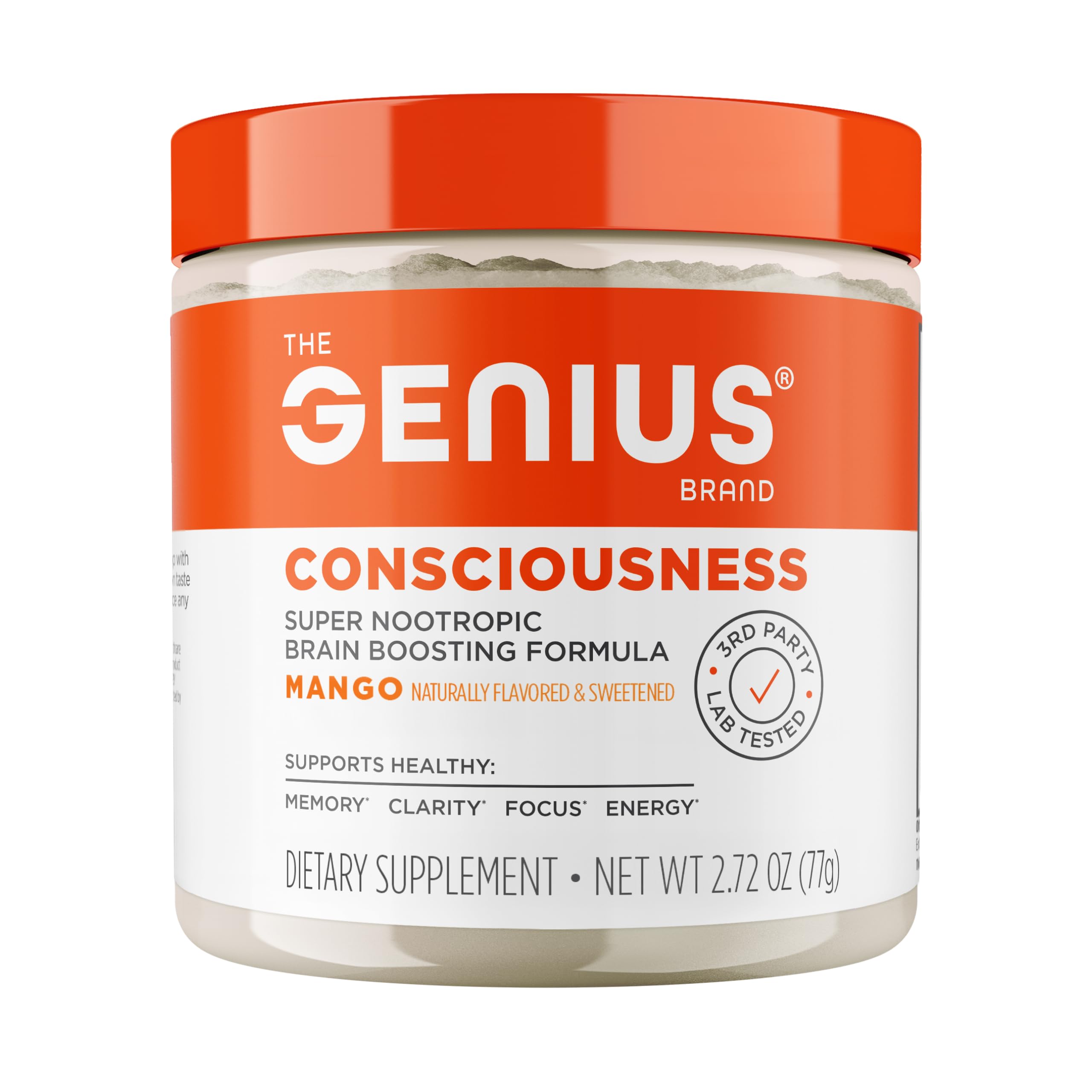 Genius Consciousness, Super Nootropic Brain Supplement Powder, Mango - Boost Focus, Cognitive Function, Concentration & Memory Booster - Alpha GPC & Lions Mane Mushroom for Neuro Energy & IQ The Genius BrandUS supplements
