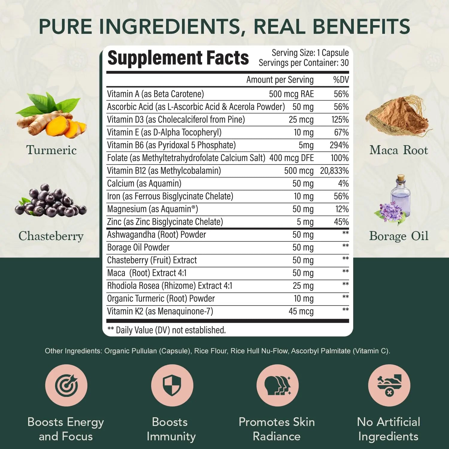 Elements of Life Multivitamin for Women – Daily Women’s Vitamins with MethyFolate, Organic Ingredients & Natural Supplements for Energy Elements of LIfeAu supplements