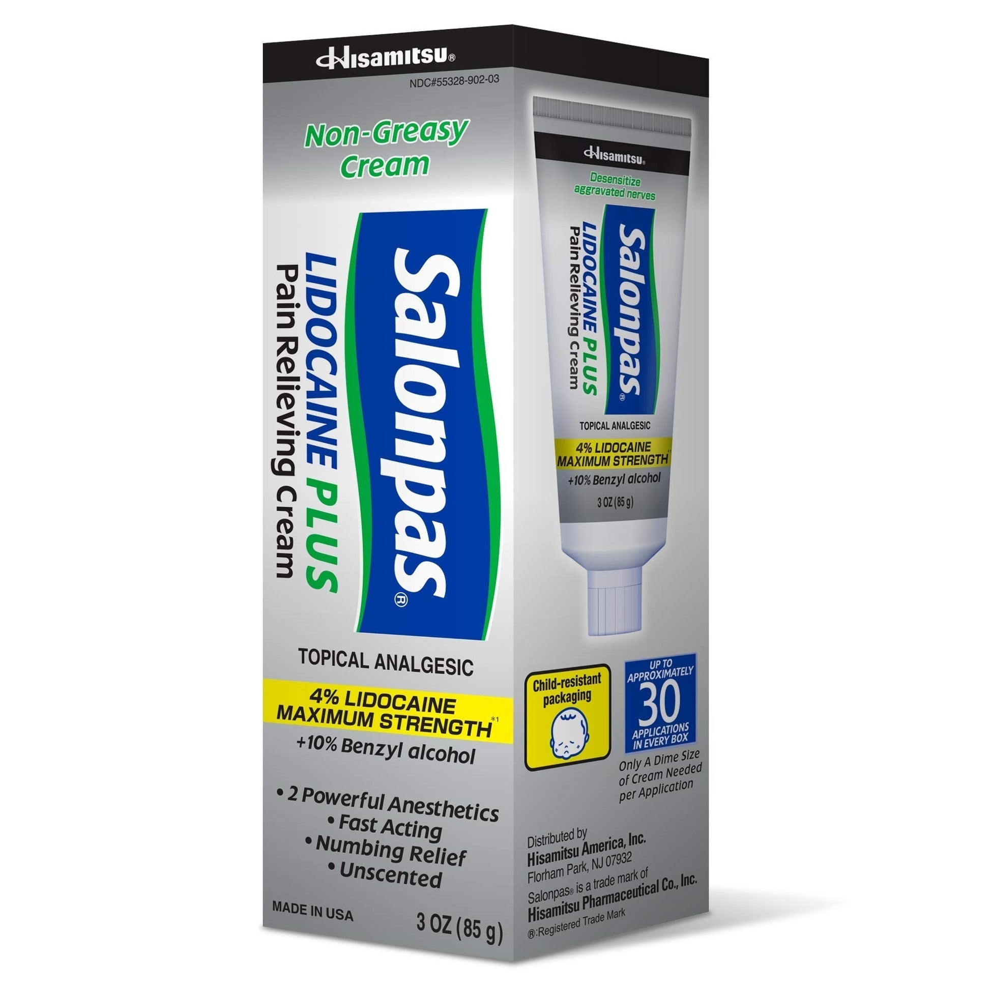Salonpas Lidocaine Plus Pain Relieving Cream, 3 Ounce Tube SalonpasAu supplements
