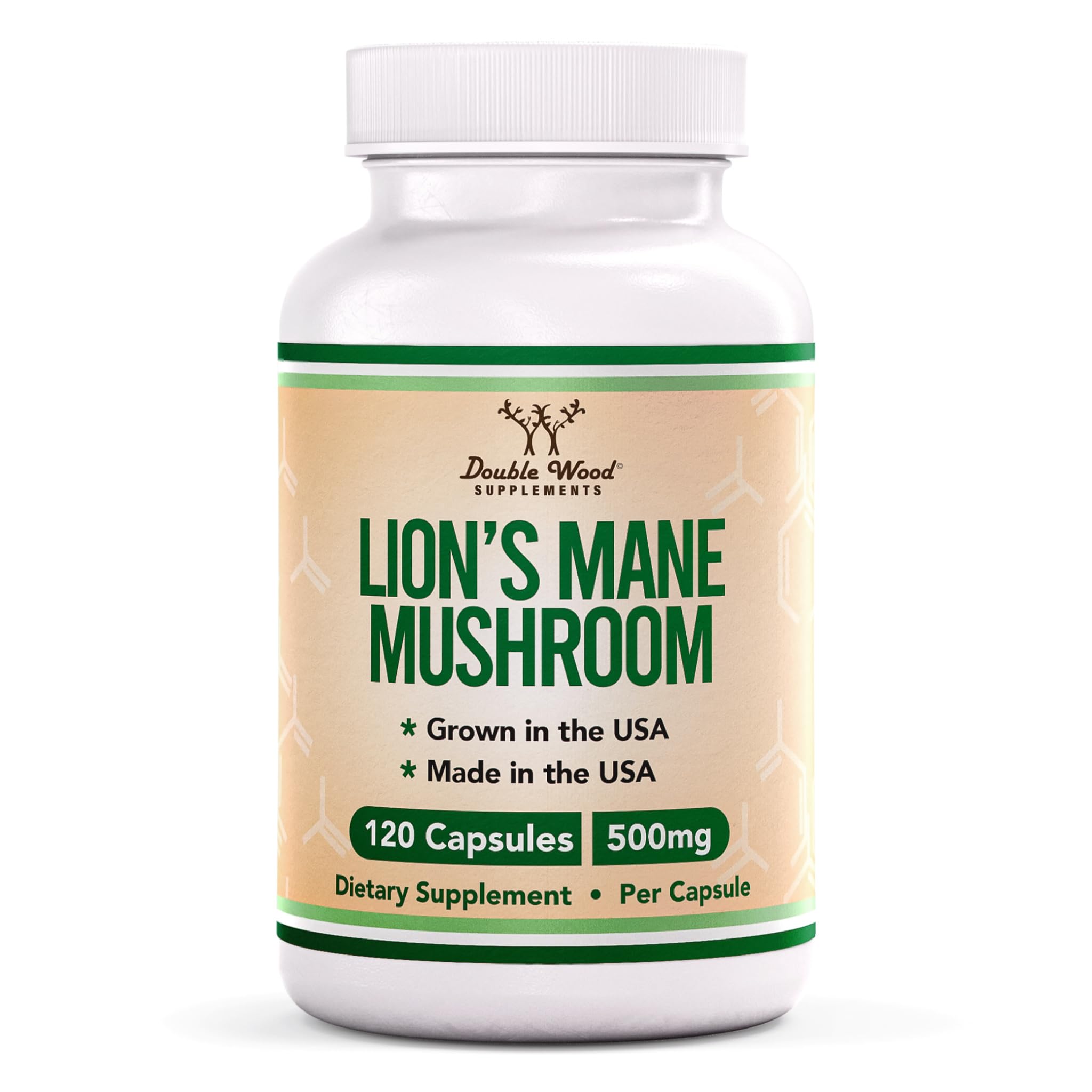 Lions Mane Supplement Mushroom Capsules (Two Month Supply - 120 Count) for Brain Double Wood SupplementsUS supplements