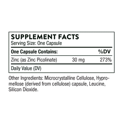 Thorne Zinc Picolinate 30 mg - Well-Absorbed Zinc Supplement for Growth and Immune THORNEUS supplements