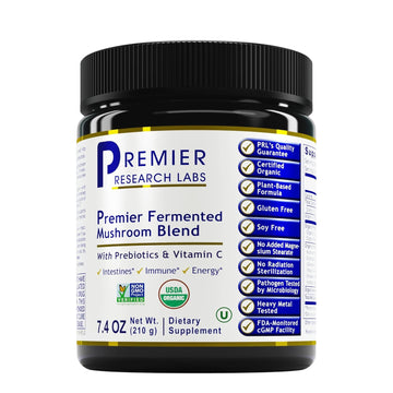 Premier Research Labs Premier Fermented Mushroom Blend - Reishi Mushroom Powder, Mushroom Extract for Drinks, Coffee, Mushroom Complex with Turkey Tail, Cordyceps for Immune & Gut Health - 7.4 oz Premier Research LabsAu supplements
