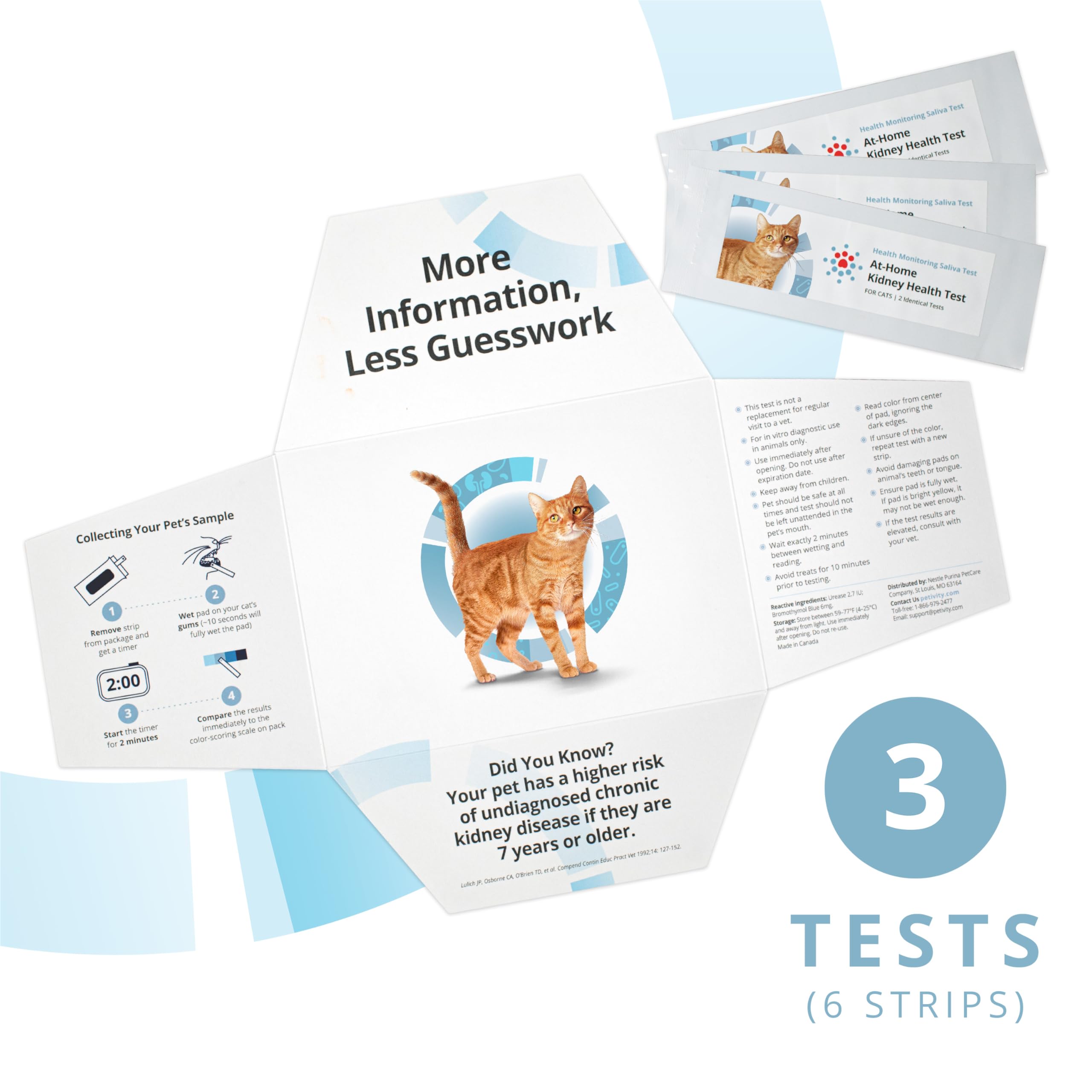 Petivity At-Home Kidney Health Test Kit for Cats — Quick Saliva Urea Test (2-Minute Home Check), Powered by Purina — Help Detect Early Kidney Changes - (Pack of 3) petivityAu supplements