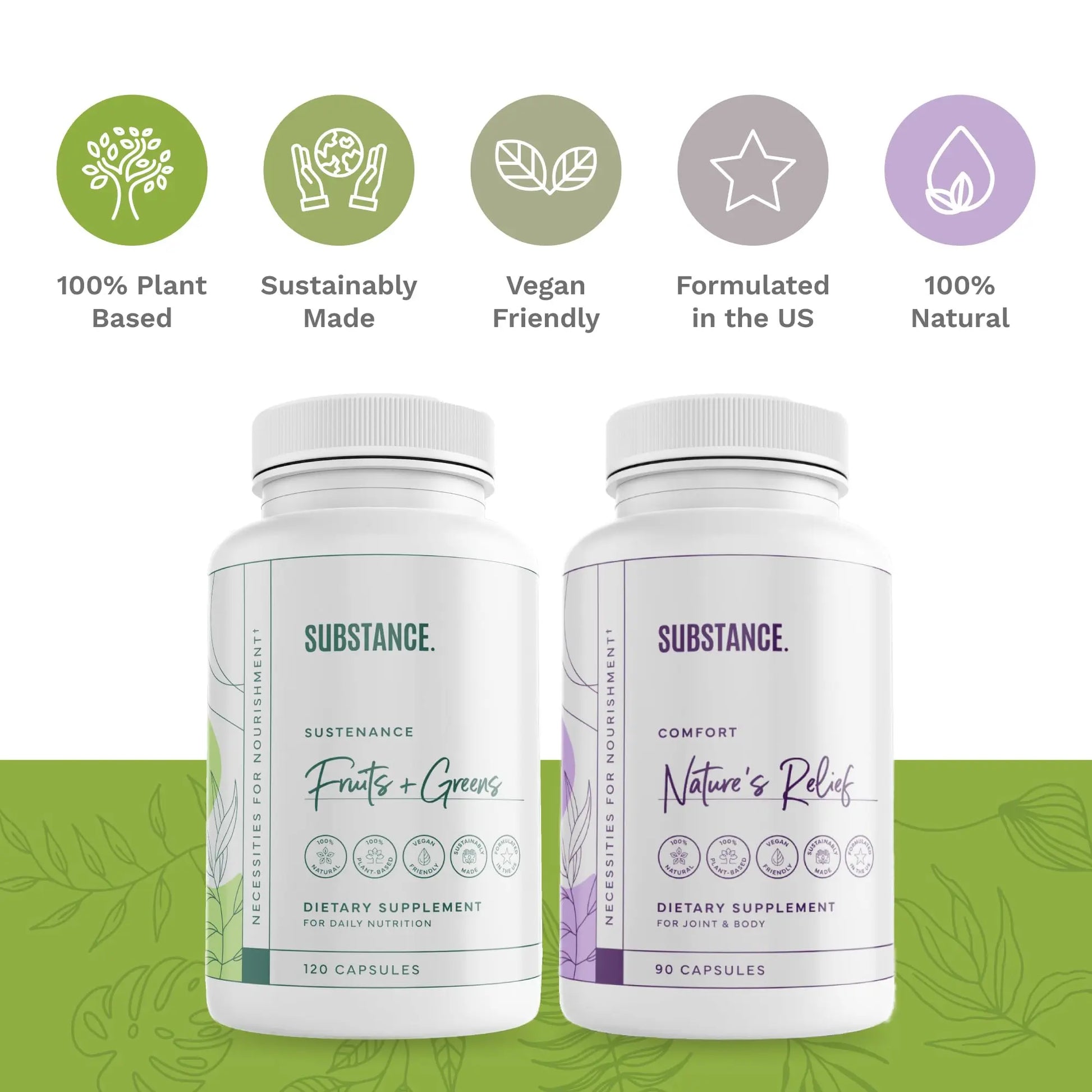 SUBSTANCE. - Ultimate Wellness Bundle | Daily Superfood Nutrition & Joint Support | Greens, Fruits & Veggies + Nature’s Relief | Boost Energy, Mental Clarity & Mobility | Vegan, Non-GMO (30 Servings) SUBSTANCE.nz supplements