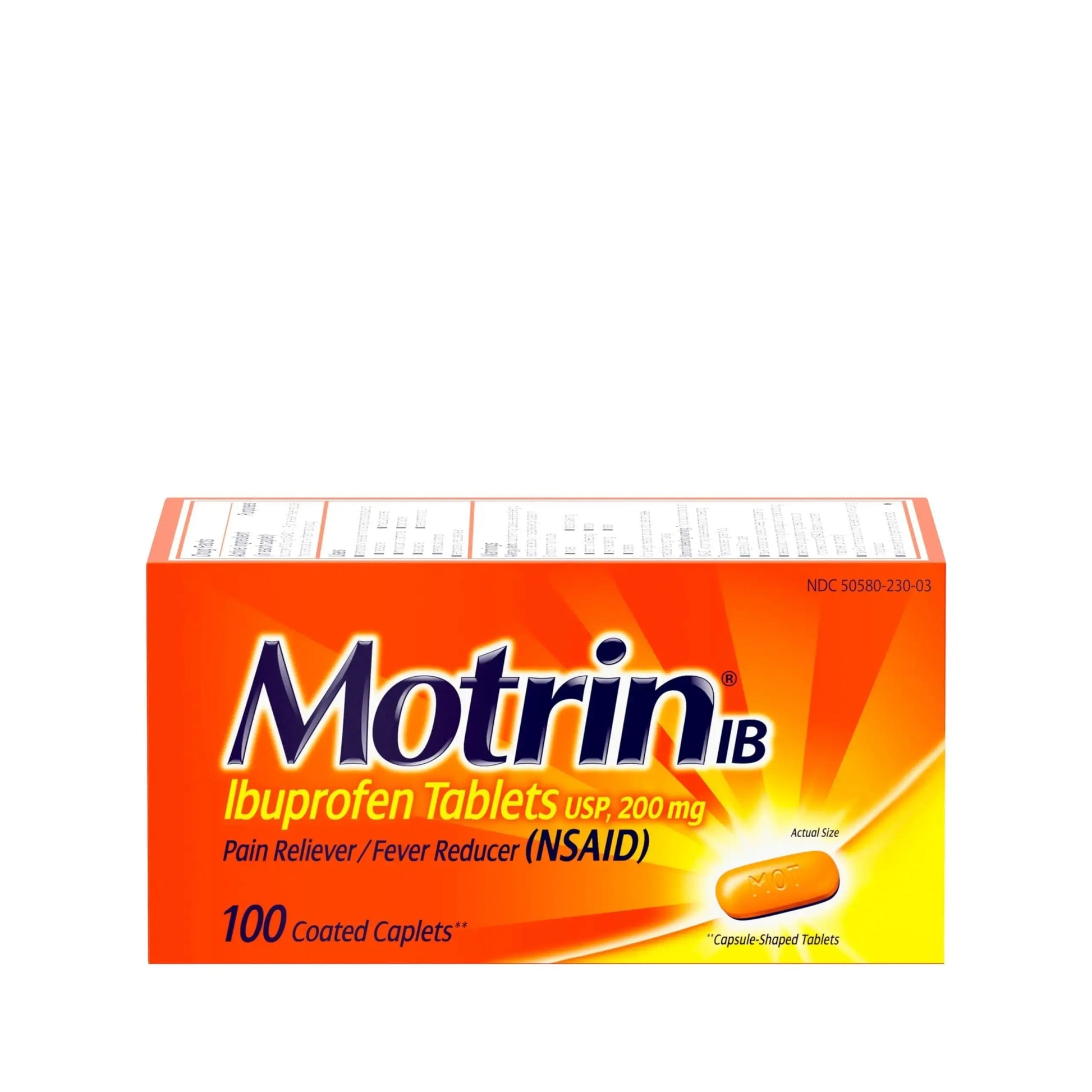 Motrin IB, Ibuprofen 200mg Tablets, NSAID Pain Reliever & Fever Reducer for Headache, Backache, Muscular Aches, & Menstrual Cramps, Over-The-Counter Pain Relief Medicine, 100 ct MotrinAu supplements