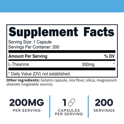 Type Zero L-Theanine (200mg) 200 Capsules - Clean L-Theanine Supplement, Keto, GMO-Free Type ZeroUS supplements