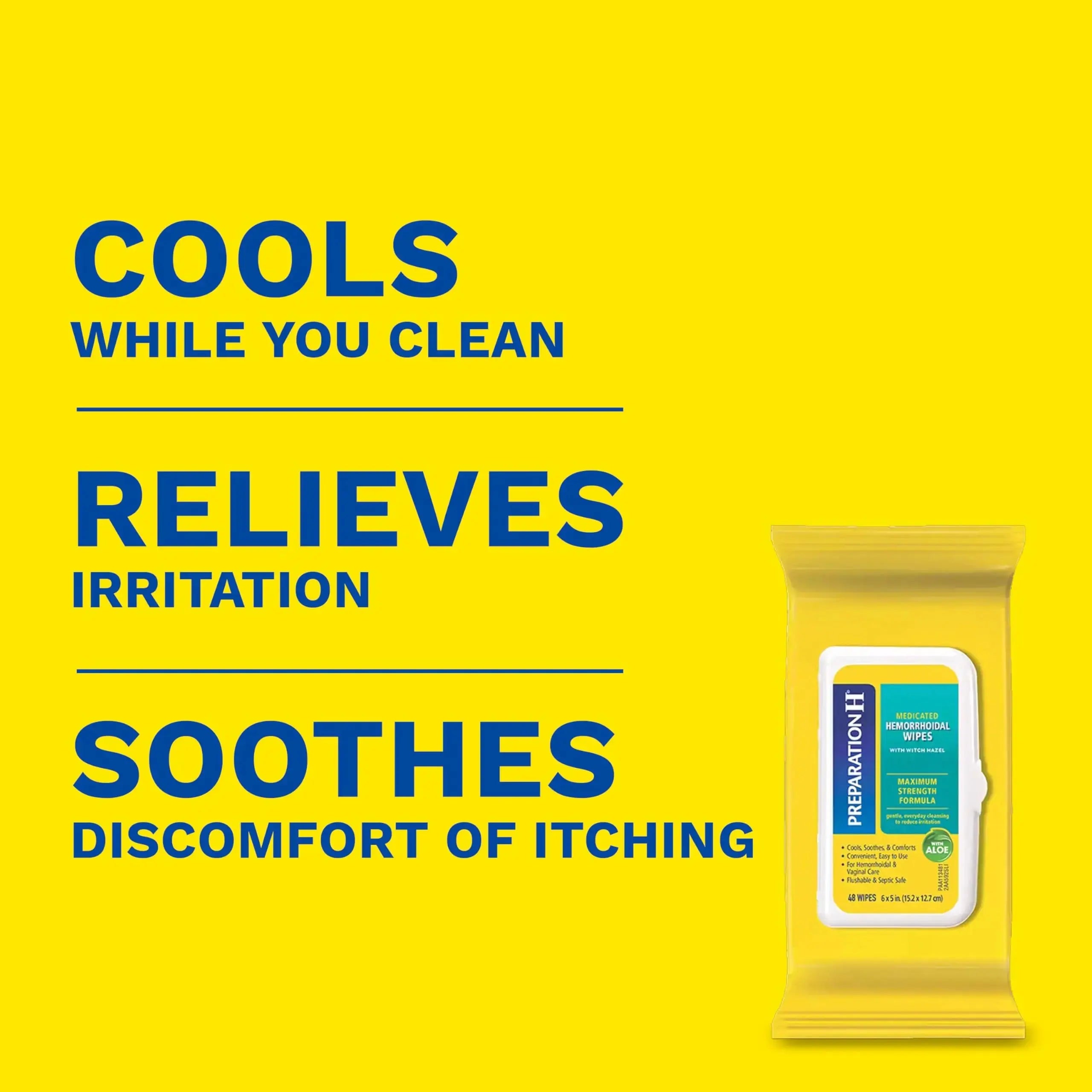 Preparation H Hemorrhoid Flushable Wipes with Witch Hazel for Skin Irritation Relief - 48 Count (Pack of 4) Preparation HAu supplements