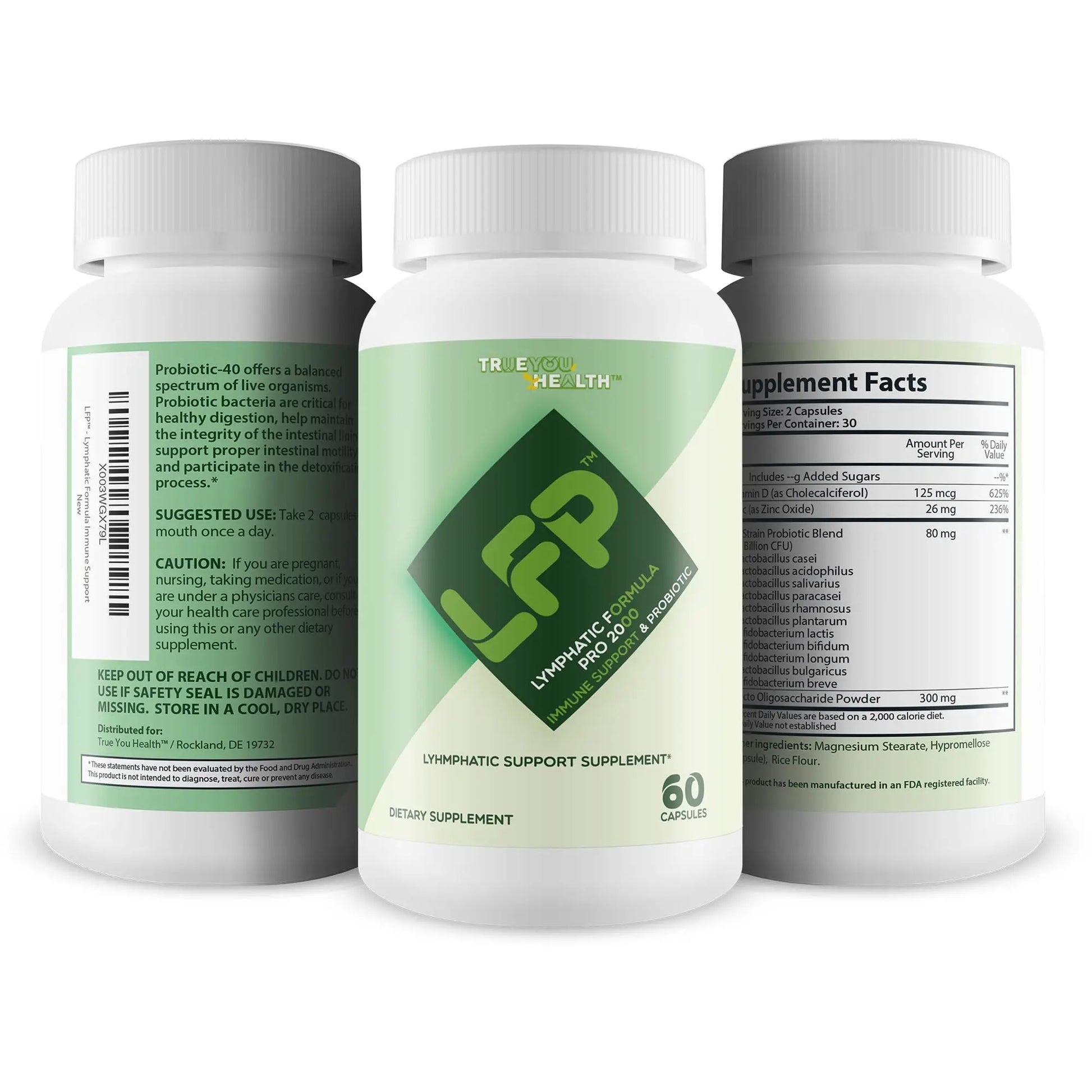 LFP - Lymphatic Formula Pro 2000 Immune Support & Probiotic - Lymphatic Support Supplement to Promote Healthy Immune System & Lymphatic Function - Aid Immune Response, Gut Health, & Overall Health True You Healthnz supplements