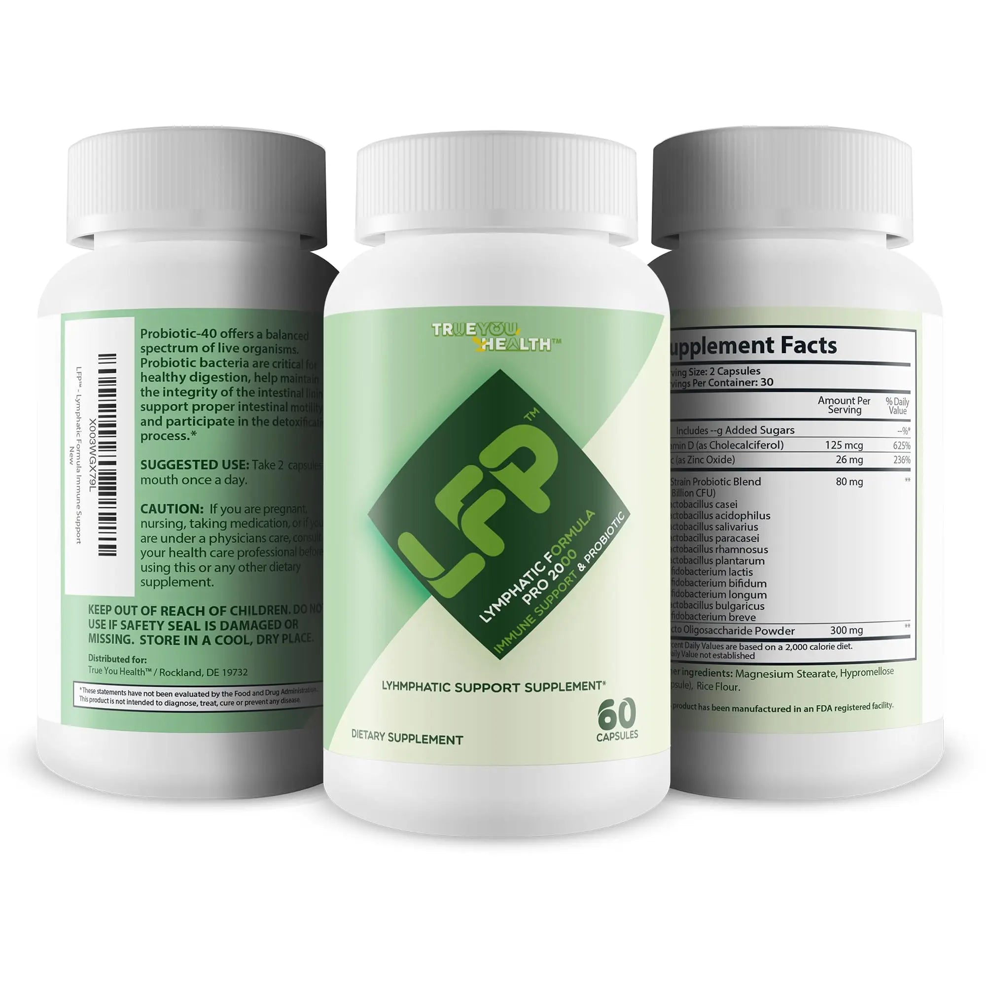 LFP - Lymphatic Formula Pro 2000 Immune Support & Probiotic - Lymphatic Support Supplement to Promote Healthy Immune System & Lymphatic Function - Aid Immune Response, Gut Health, & Overall Health True You Healthnz supplements
