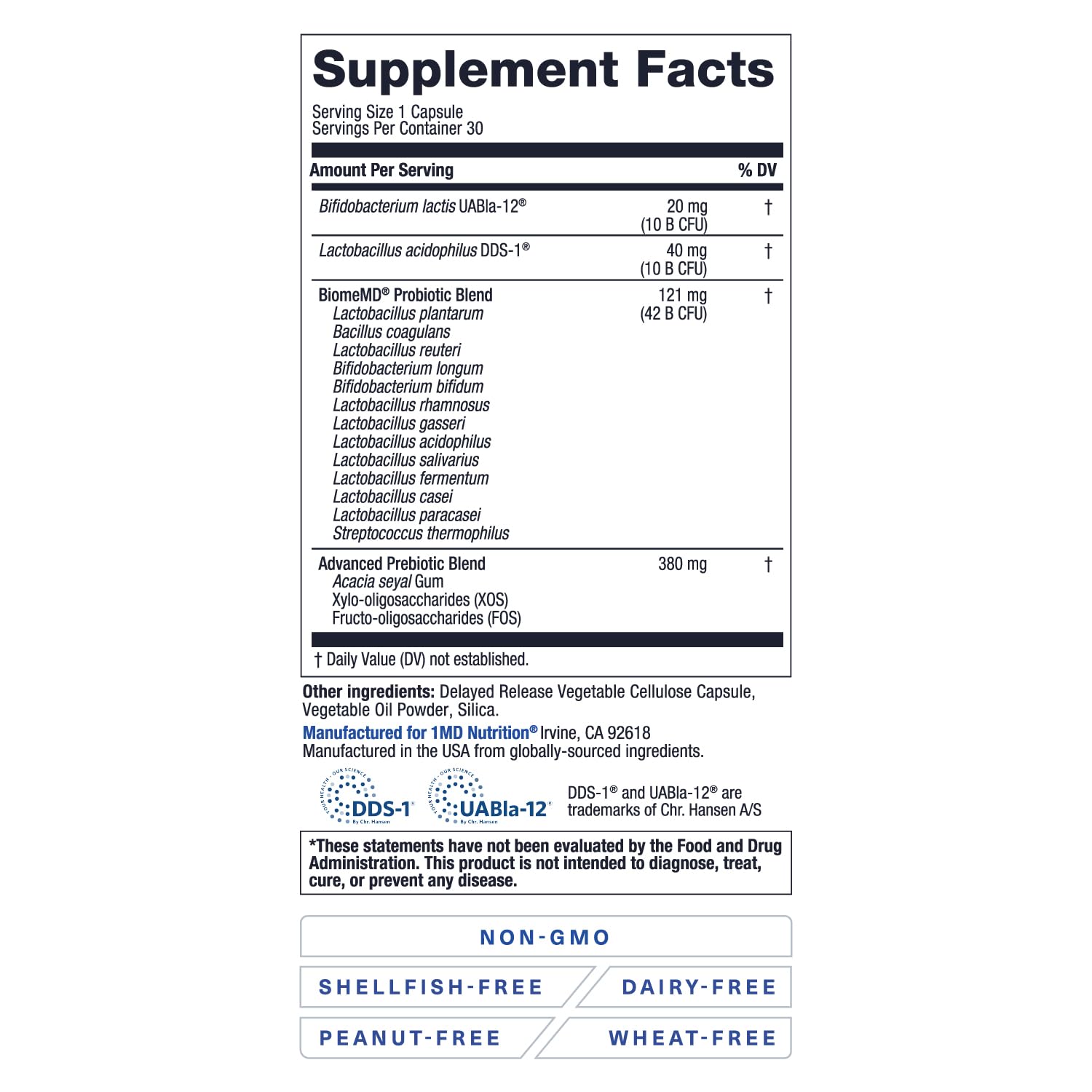 1MD Nutrition BiomeMD Probiotics | 62 Billion CFUs, 15 Comprehensive Strains - Pro & Prebiotics | Doctor-Formulated for Digestive Health & Immune Support | 30 Capsules 1MD NutritionAu supplements