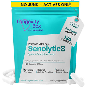 Senolytic Anti-Aging Supplement | Fisetin, Quercetin,NAC, Gamma Tocotrienols | 8-in-1 Cellular Regeneration & Longevity Formula | Boost Energy, Mental Clarity & Healthspan | 120 Vegan Capsules Longevity BoxAu supplements