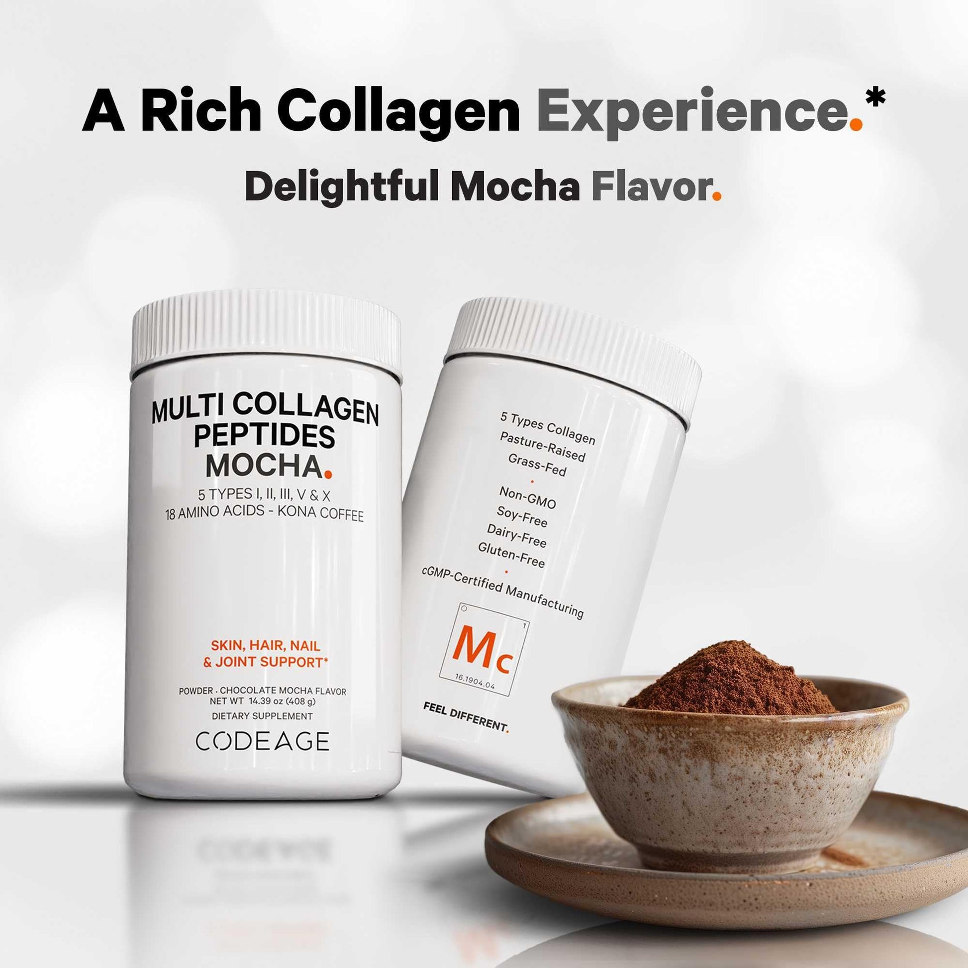 Codeage Multi Collagen Peptides Protein Powder - Chocolate Mocha Instant Coffee - Gourmet Knoa Coffee Drink & Shake - Collagen Type I, II, III, V & X - Grass-Fed, Hydrolyzed, Non-GMO - 14.39oz CodeageAu supplements