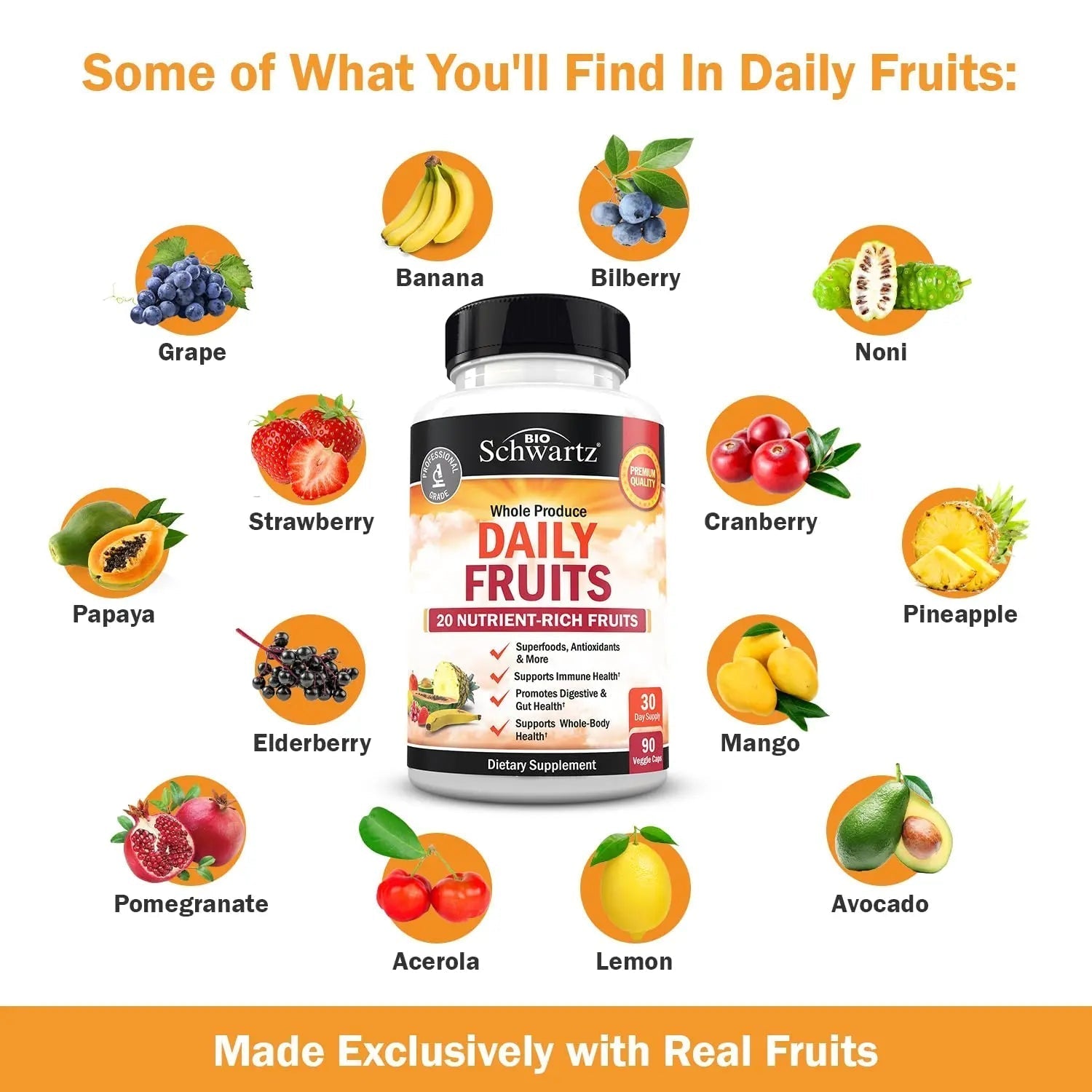 BioSchwartz Daily Fruits and Veggies Supplement for Women and Men (1 Month Supply) Plus Daily Multivitamin BioSchwartzAu supplements