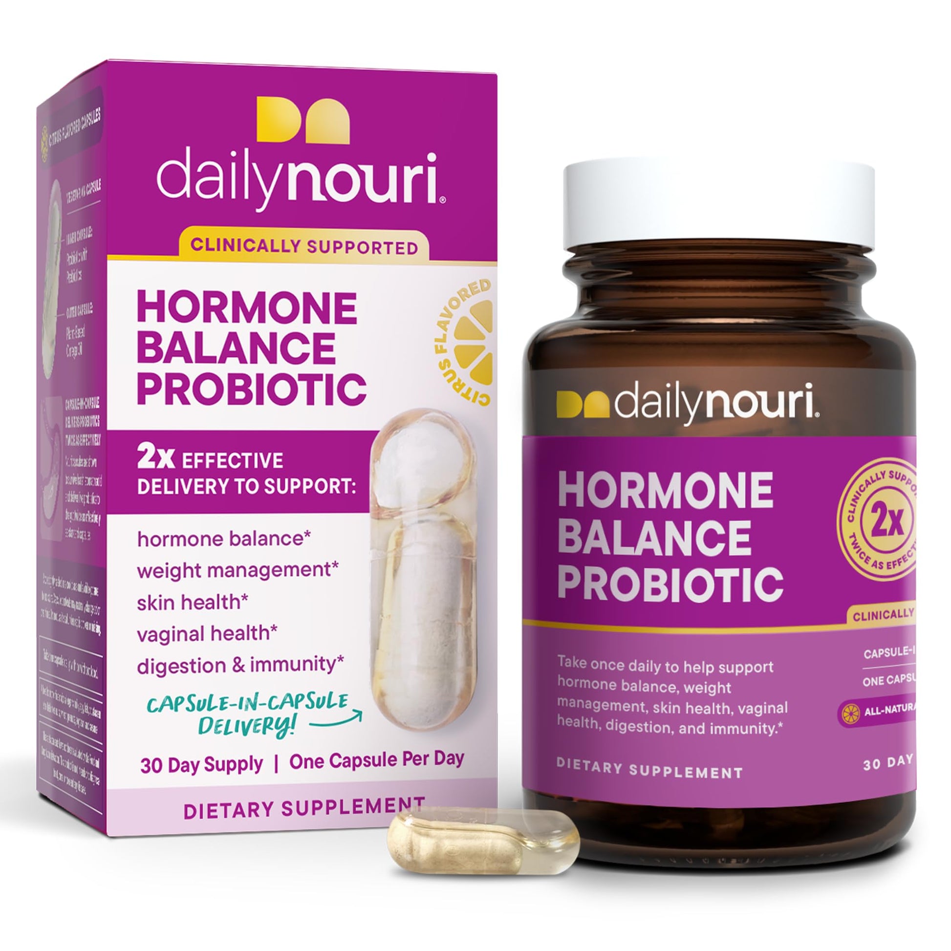 Daily Nouri Hormone Balance Probiotics for Women | Hormonal Balance Support | Vaginal pH + Gut Health | 7 Clinically Studied Strains + Omega | 30-Day Supply Daily NouriAu supplements