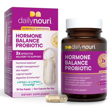 Daily Nouri Hormone Balance Probiotics for Women | Hormonal Balance Support | Vaginal pH + Gut Health | 7 Clinically Studied Strains + Omega | 30-Day Supply Daily NouriAu supplements