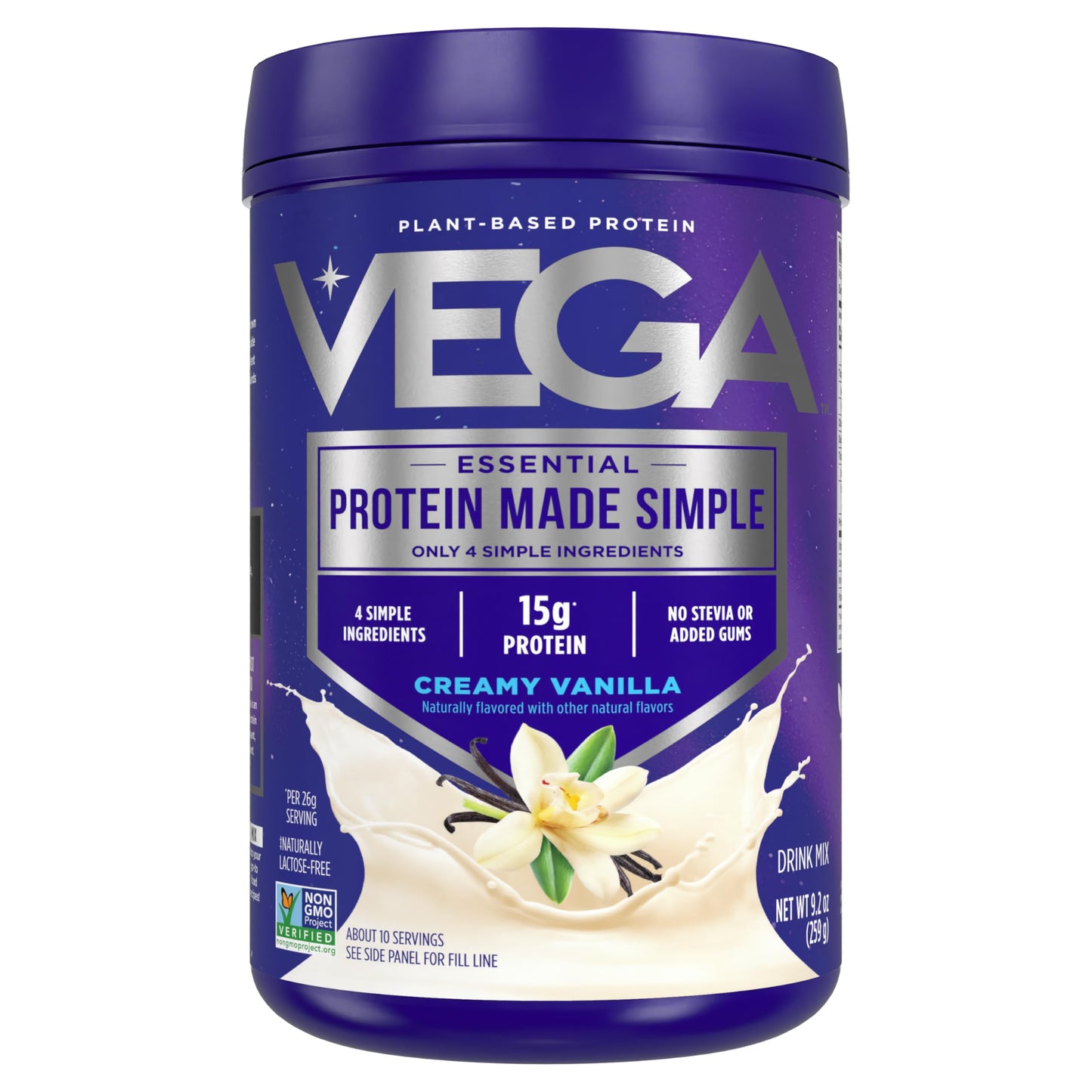 Vega Protein Made Simple Protein Powder, Vanilla - Stevia Free, Vegan, Plant Based, Healthy, Gluten Free, Pea Protein for Women and Men, 9.2 oz (Packaging May Vary) VegaUS supplements