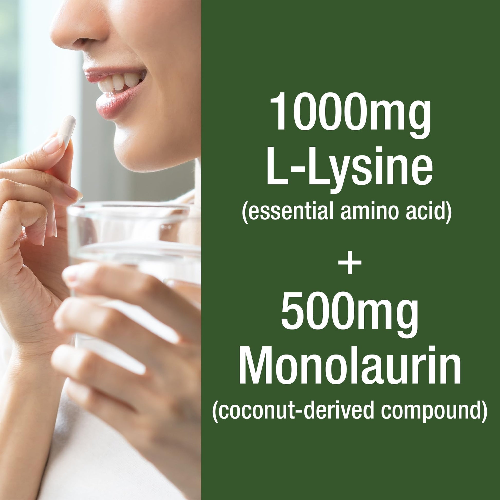 Peak Performance L Lysine 1000mg + Monolaurin 500mg Supplement for Immune Support - High Potency L-Lysine for Lips, Skin, & Health - 2-in-1 Bioavailable Supplements for Men and Women - 60 Capsules Peak PerformanceAu supplements