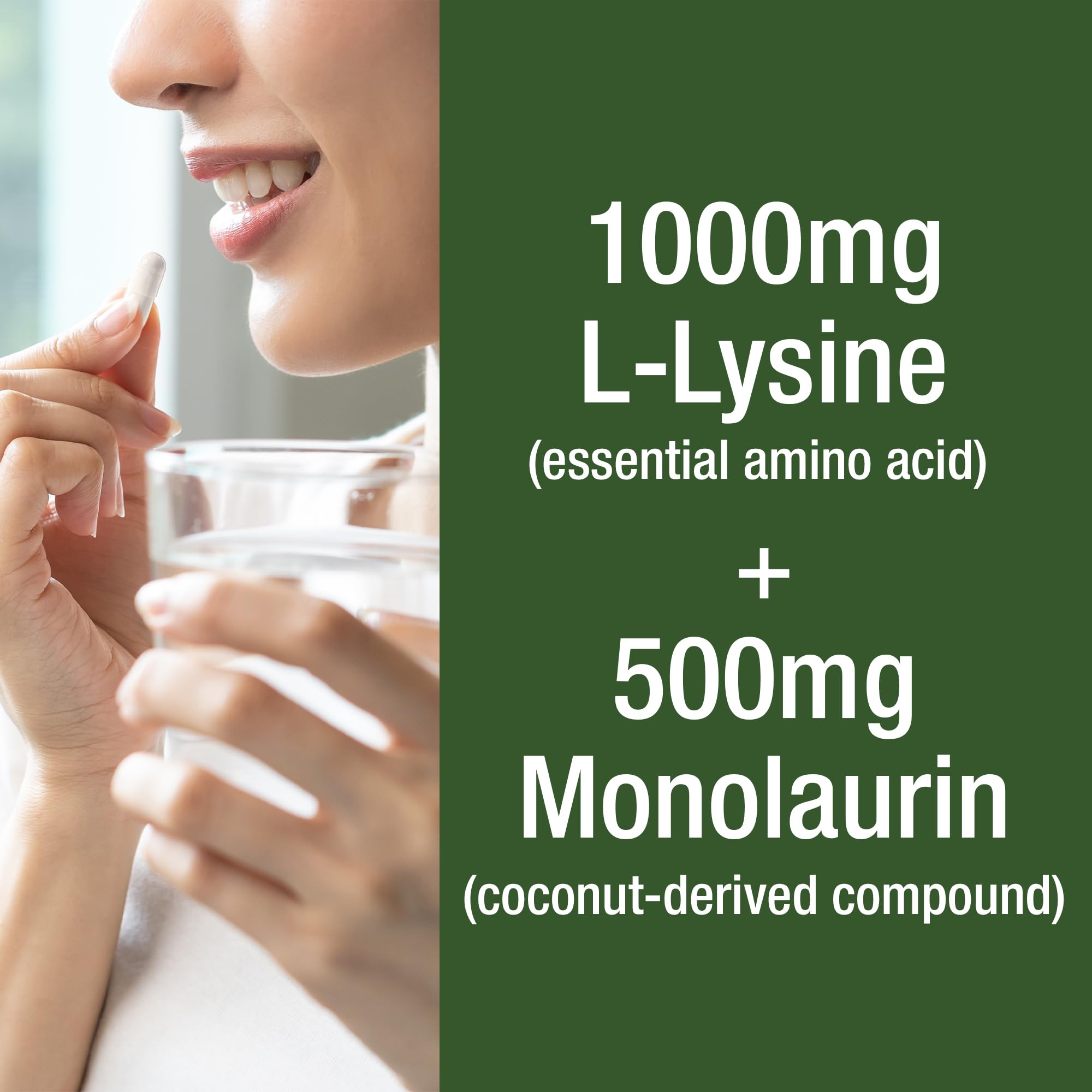 Peak Performance L Lysine 1000mg + Monolaurin 500mg Supplement for Immune Support - High Potency L-Lysine for Lips, Skin, & Health - 2-in-1 Bioavailable Supplements for Men and Women - 60 Capsules Peak PerformanceAu supplements