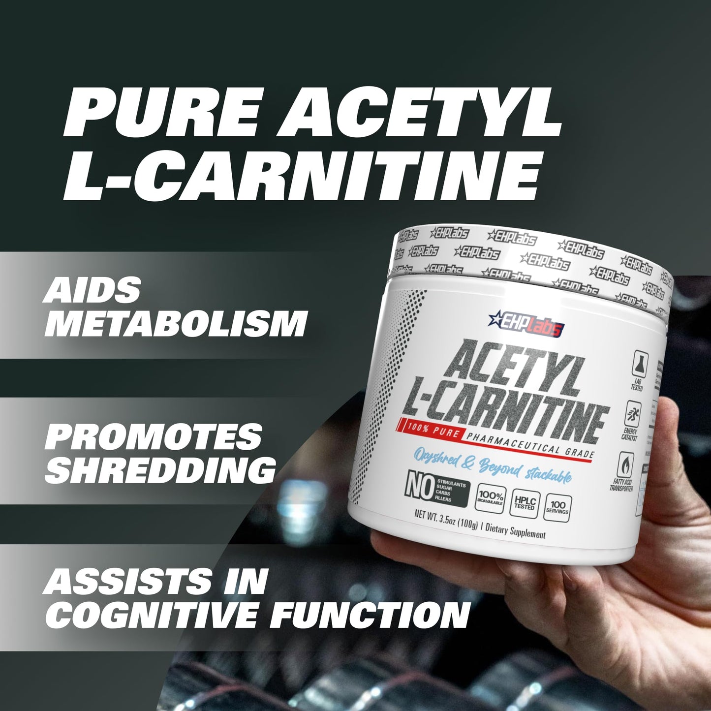 EHP Labs Acetyl L Carnitine Powder, Supports Natural Energy Production, Supports Metabolism EHP LabsUS supplements