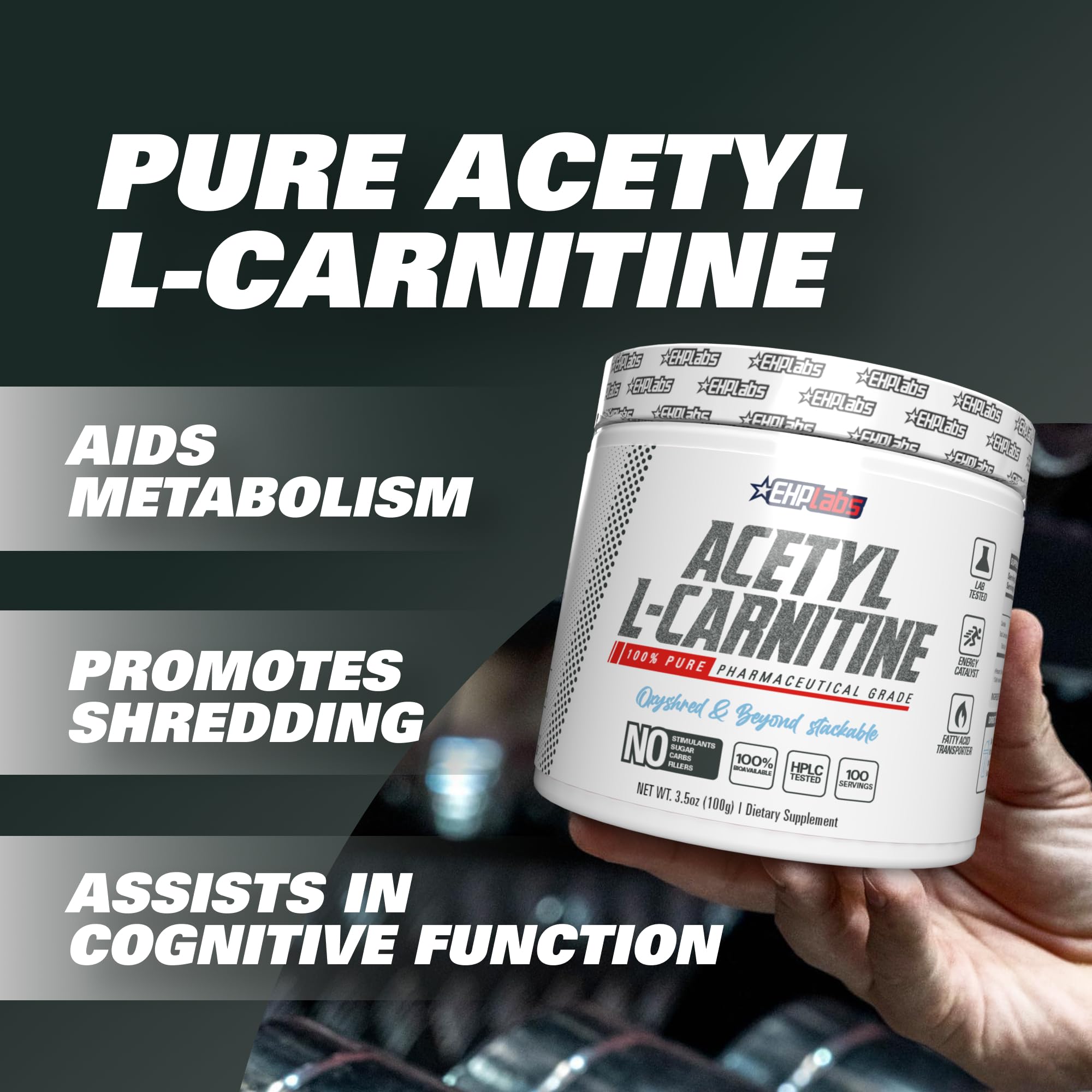 EHP Labs Acetyl L Carnitine Powder, Supports Natural Energy Production, Supports Metabolism EHP LabsAu supplements