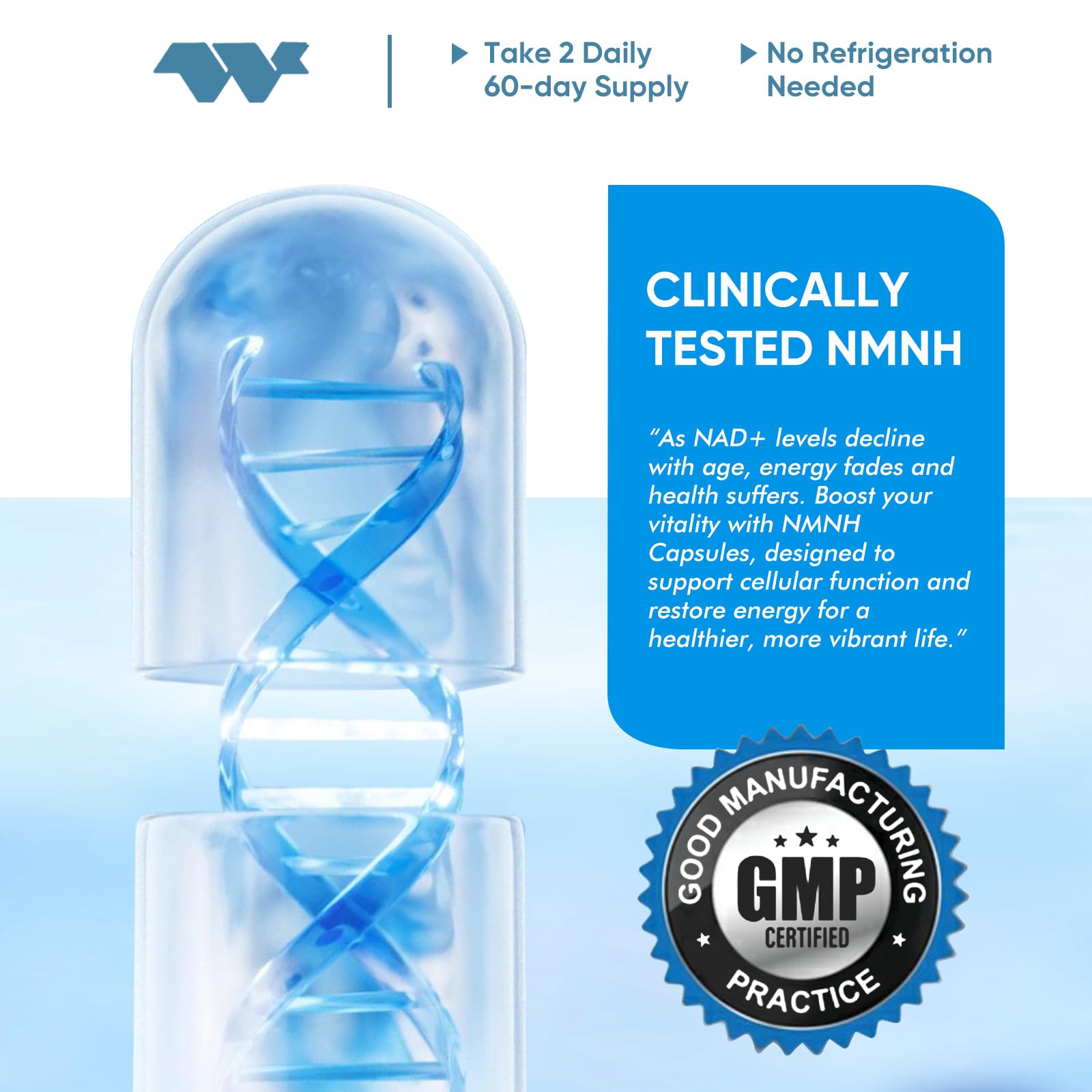 WONERPRO NMNH (NMN Supplement Alternative)，1000mg Per Serving NAD Supplement to Boost NAD+ Levels as We Age, for Anti Aging, Energy, Focus - 120 Capsule WONERPROAu supplements