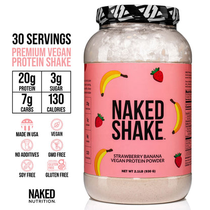 NAKED nutrition Naked Shake - Vegan Protein Powder, Strawberry Banana - Flavored Plant NAKEDUS supplements